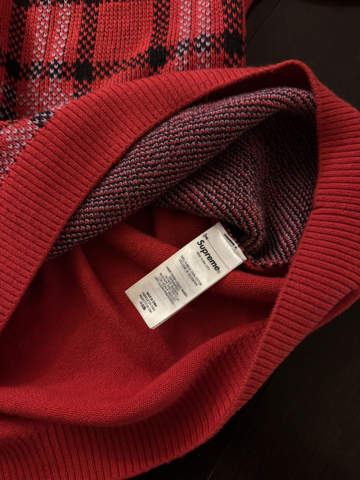 Supreme Plaid Knit Short-Sleeve Polo ‘RED’