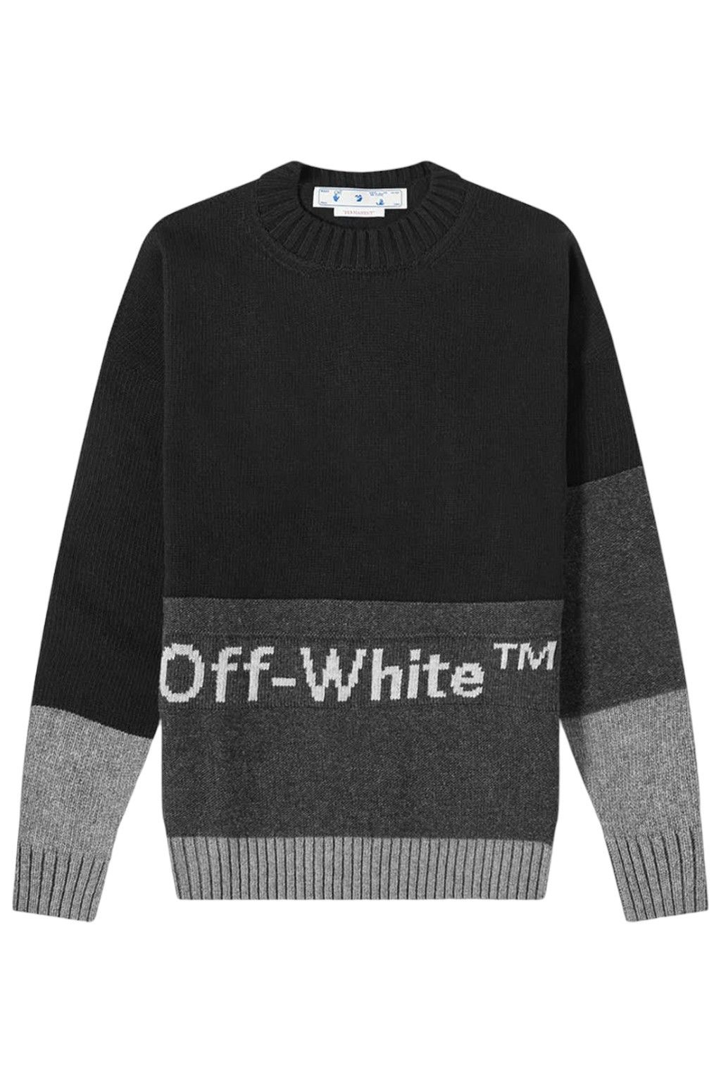 image of Off White Off-White Intarsia-Logo Wool Sweatshirt, Men's (Size XL)