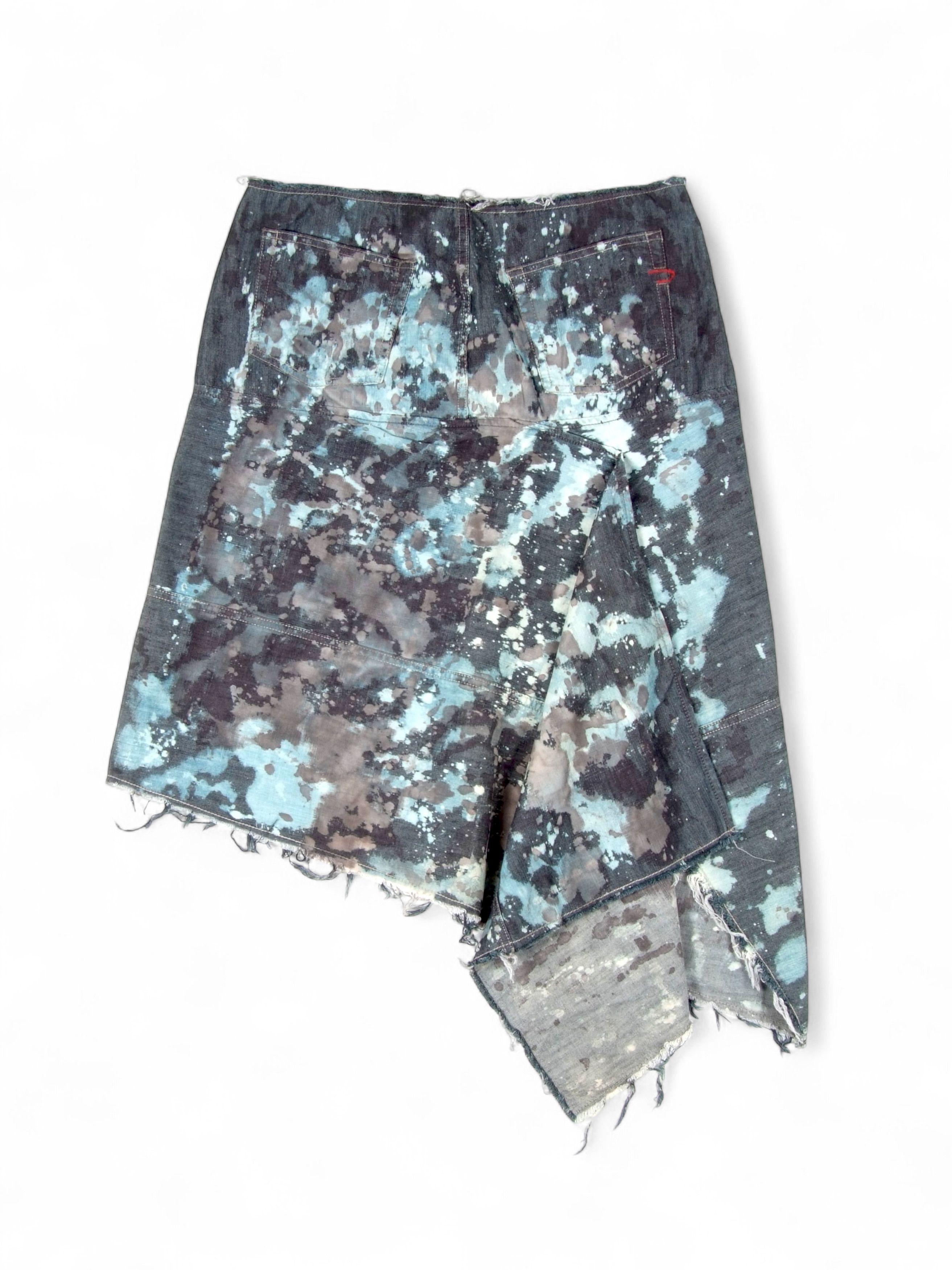 Diesel NWT y2k Diesel Splatter Denim Skirt W30 Size 30" / US 8 / IT 44 - 2 Thumbnail