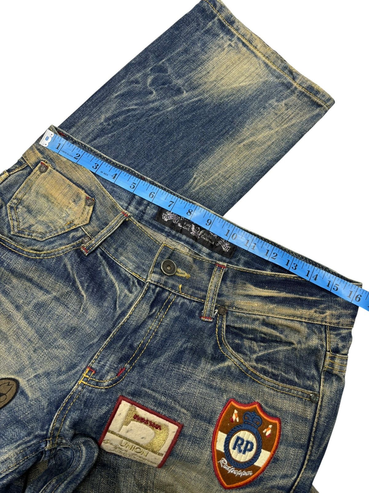 If Six Was Nine Rare Red Pepper Japan Patchwork Denim Jeans Size US 32 / EU 48 - 10 Thumbnail