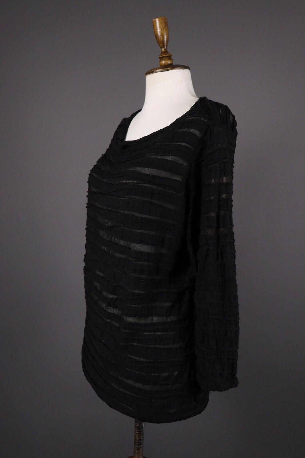 Designer Cut LooseBlack Designer Mesh Long Sleeve Top Shirt Size L Size L / US 10 / IT 46 - 4 Thumbnail