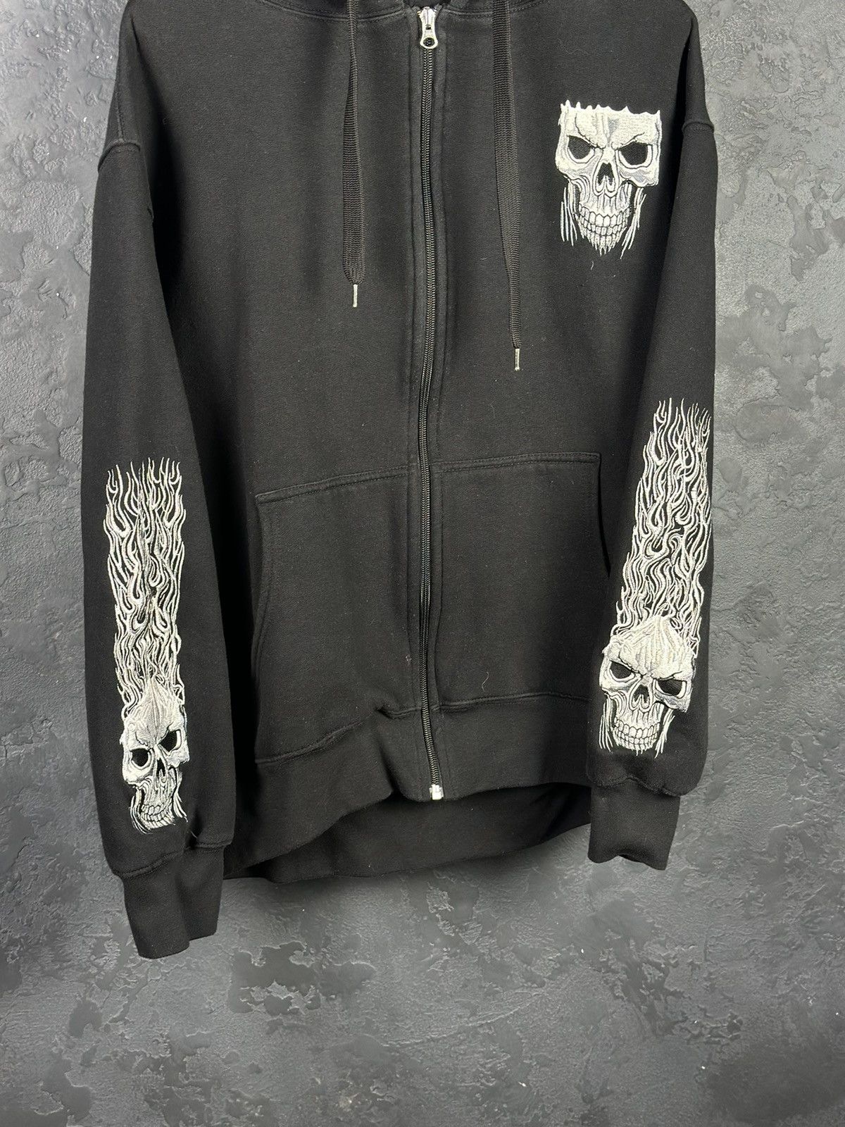 Vintage Vintage Road House Fire Skull Head Zip Hoodie Sweatshirt Size US L / EU 52-54 / 3 - 3 Thumbnail