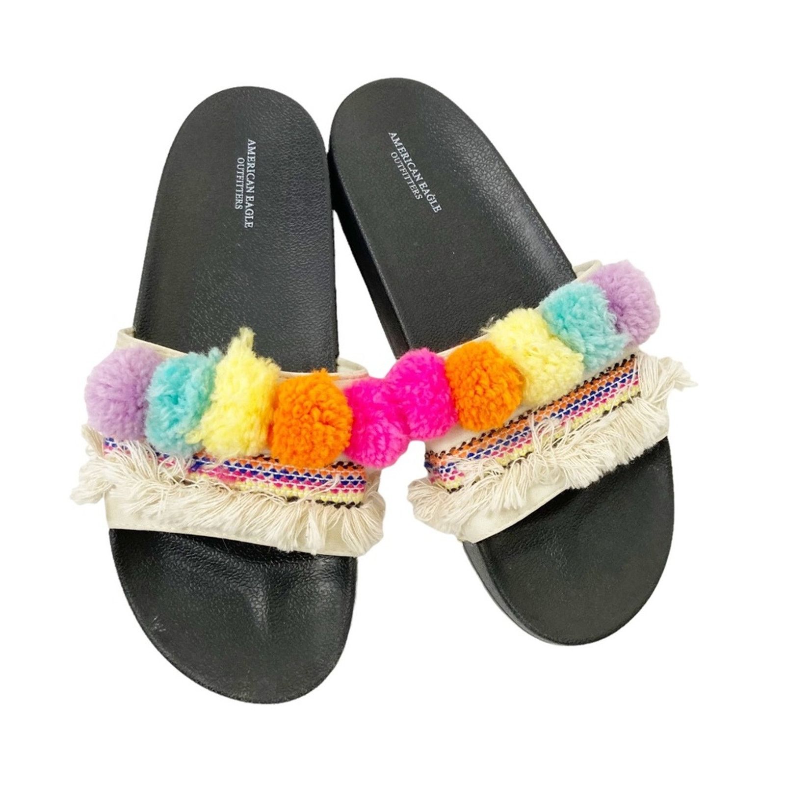 American Eagle Outfitters American Eagle Boho Pom Pom Fringe Slides Sz 10 Size US 10 / IT 40 - 3 Thumbnail
