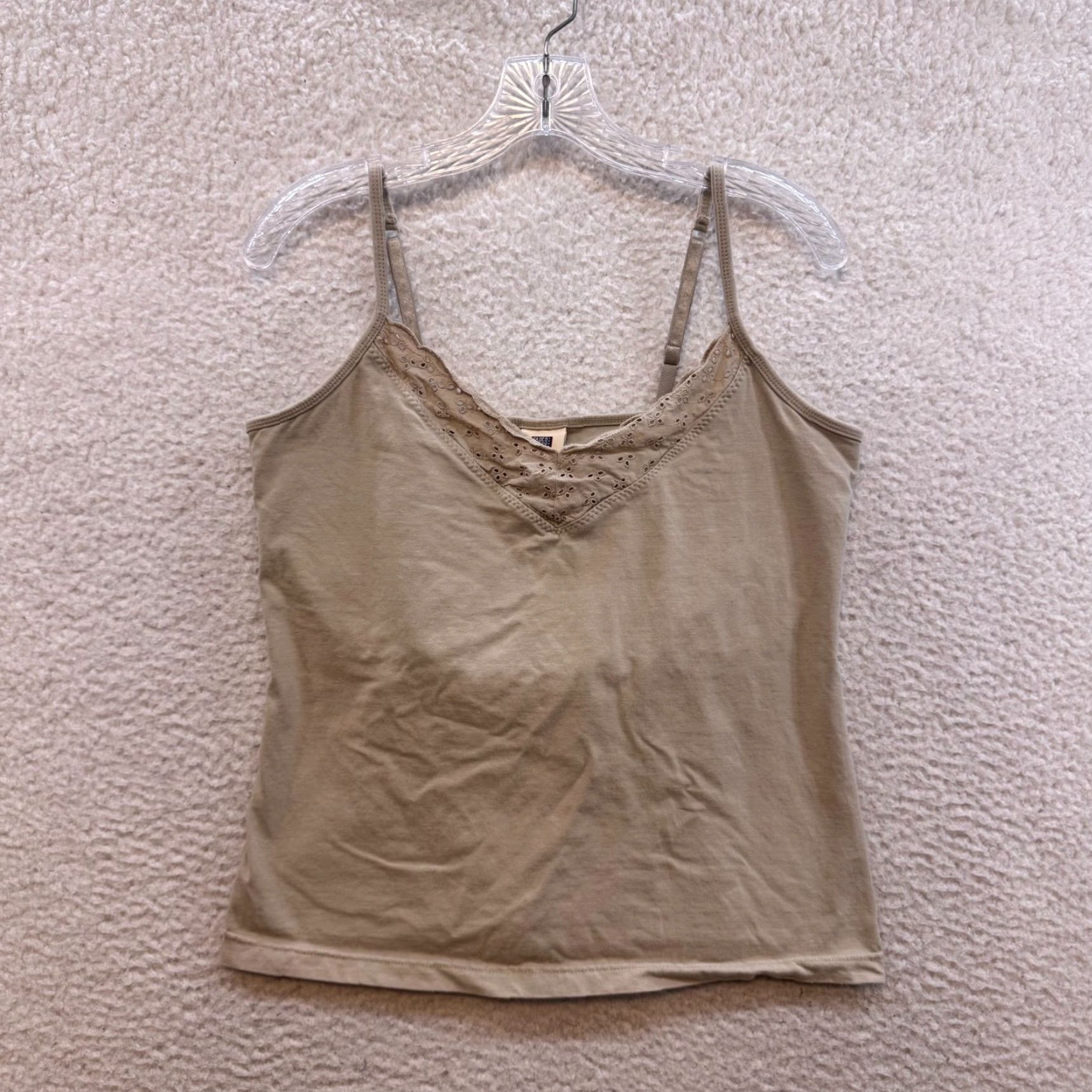 Faded Glory Y2K Vintage Camisole Tank Top 16 XL Tan Beige Built-In-Bra Spaghetti Cotton Boho Shirt Mens? Girls? Size XXL / US 16-18 / IT 52-54 - 2 Thumbnail