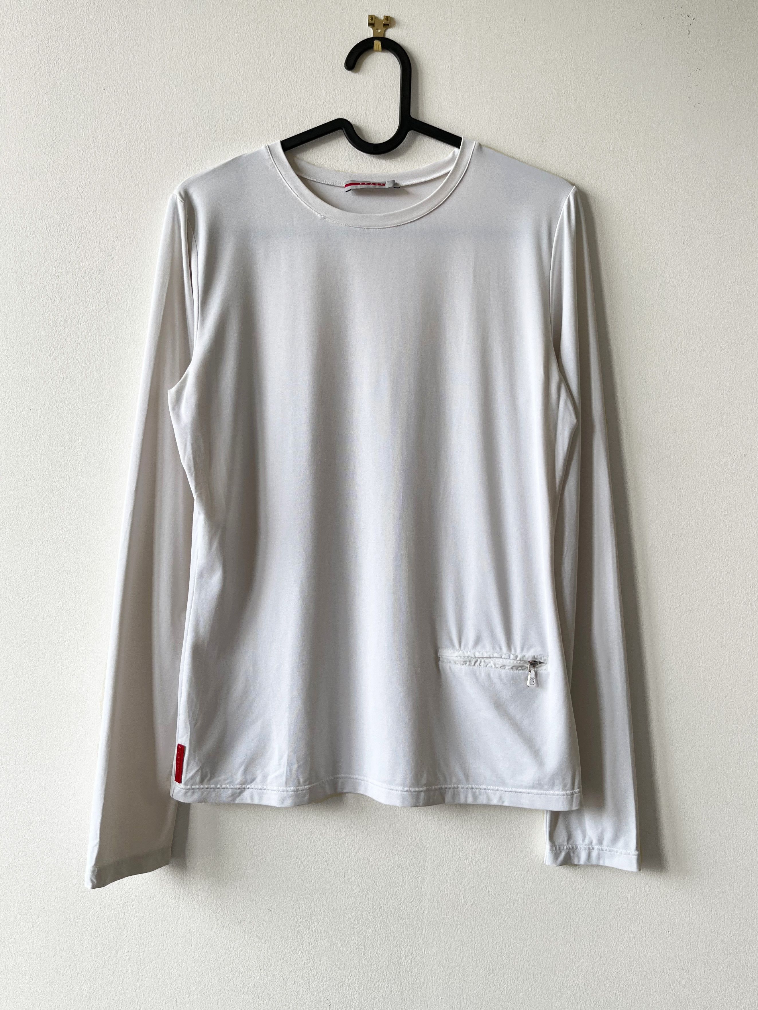 Prada Prada sport white nylon long sleeve tshirt Size L / US 10 / IT 46 - 1 Thumbnail