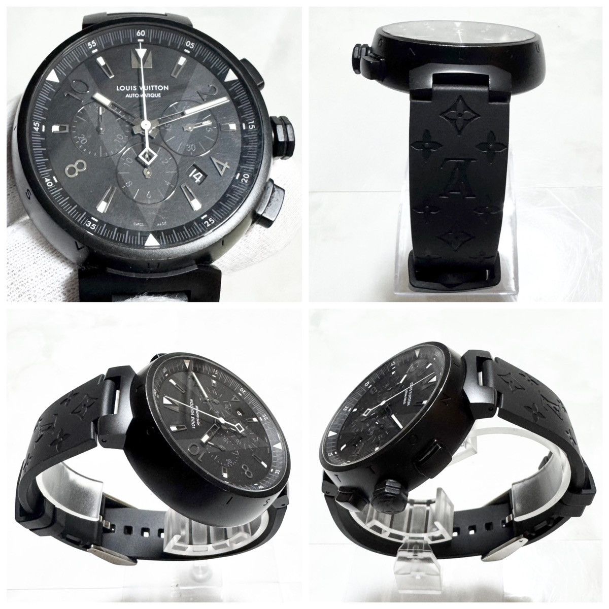 Louis Vuitton Authentic Louis Vuitton Tambour Black TO4139 Q1A62 Monogram Size ONE SIZE - 5 Thumbnail