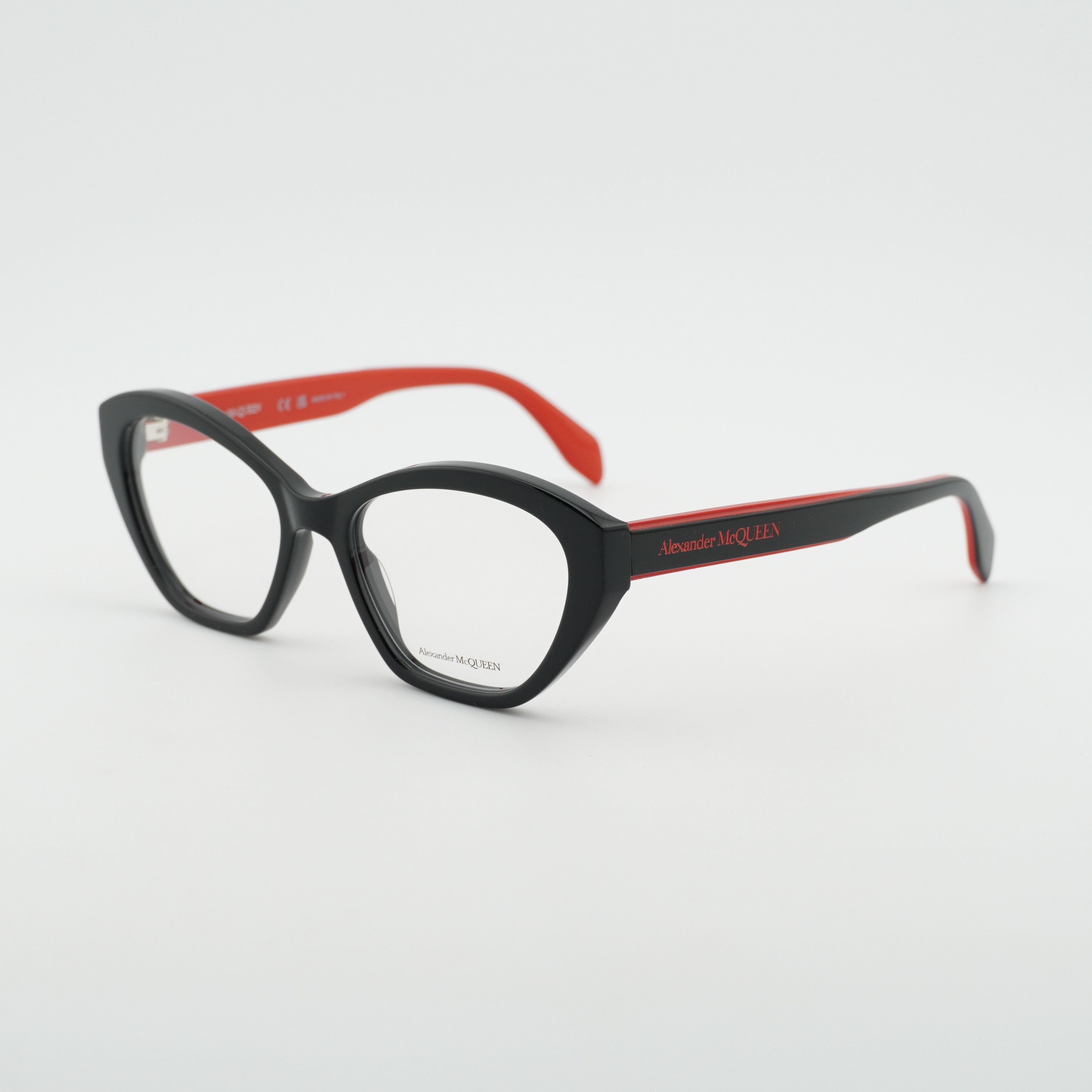 Alexander McQueen Alexander McQueen AM0360O 003 Eyeglasses Black/Red 52mm Size ONE SIZE - 1 Thumbnail