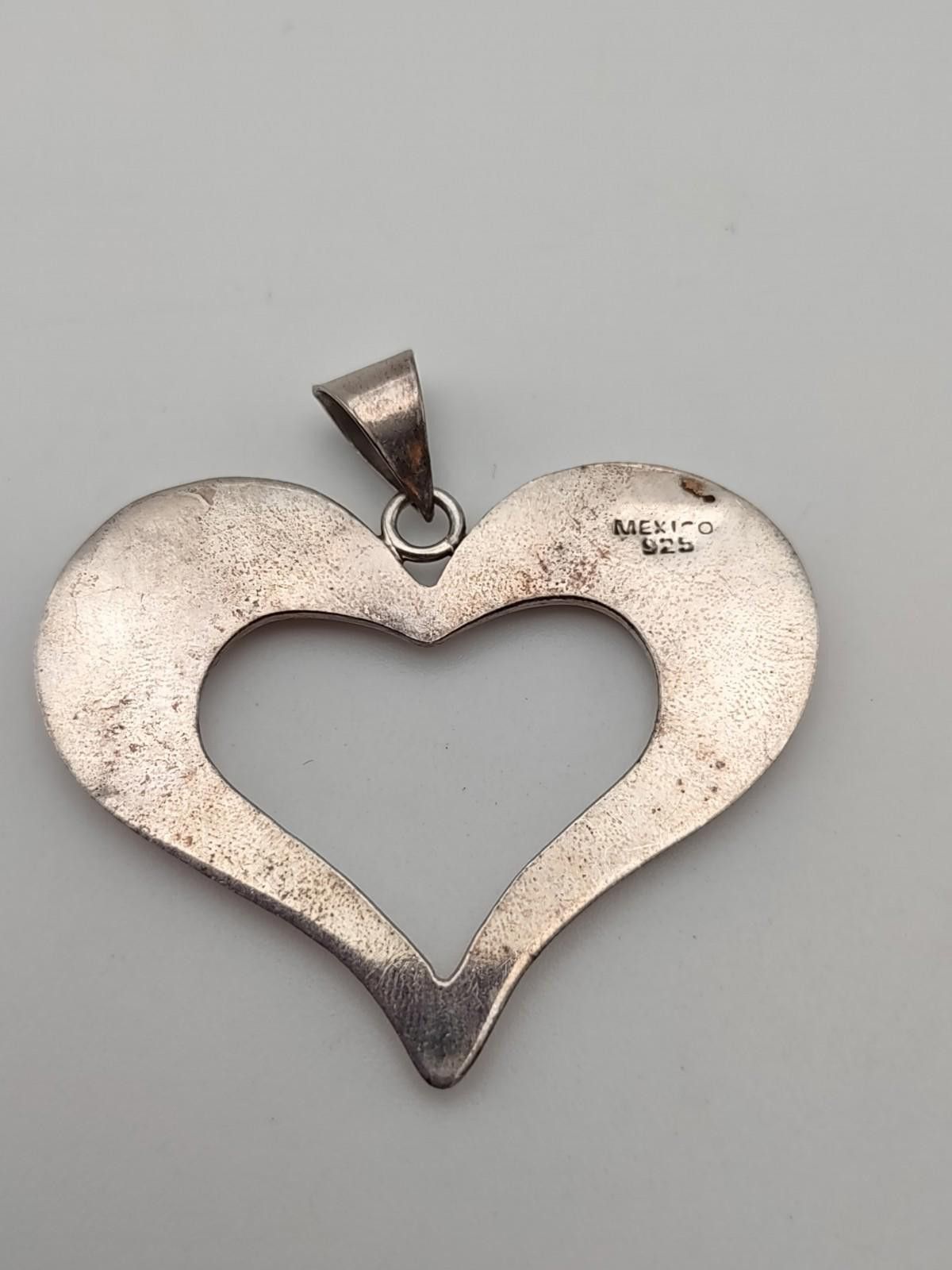 The Unbranded Brand Vintage Mexico 925 Sterling Silver Large Open Heart Pendant Size ONE SIZE - 2 Thumbnail