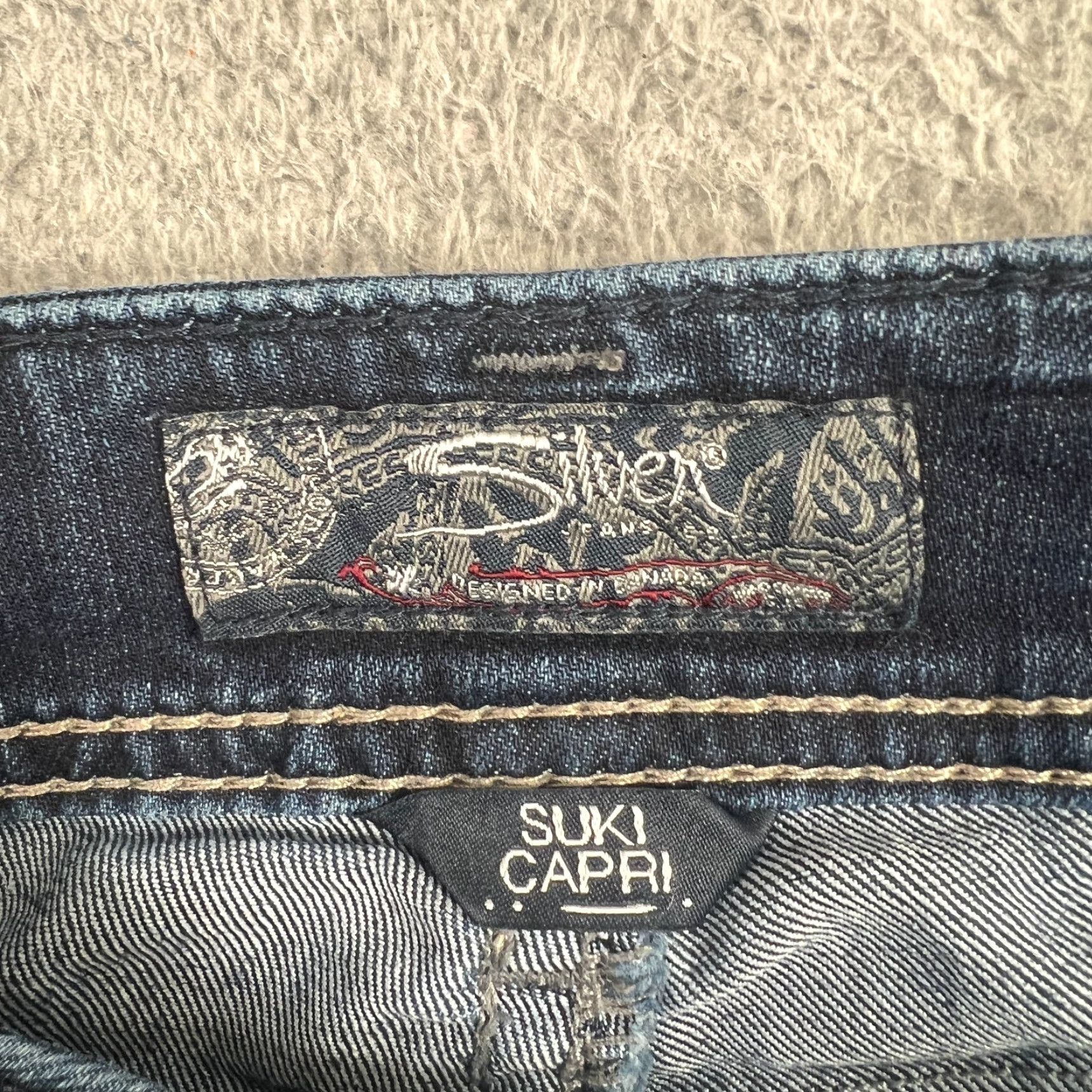Silver Jeans Co. Silver Jeans Jeans Womens 26 Suki Capri Medium Wash Low Rise Thick Stitch Straight Leg Blue Size 26" / US 2 / IT 38 - 6 Thumbnail