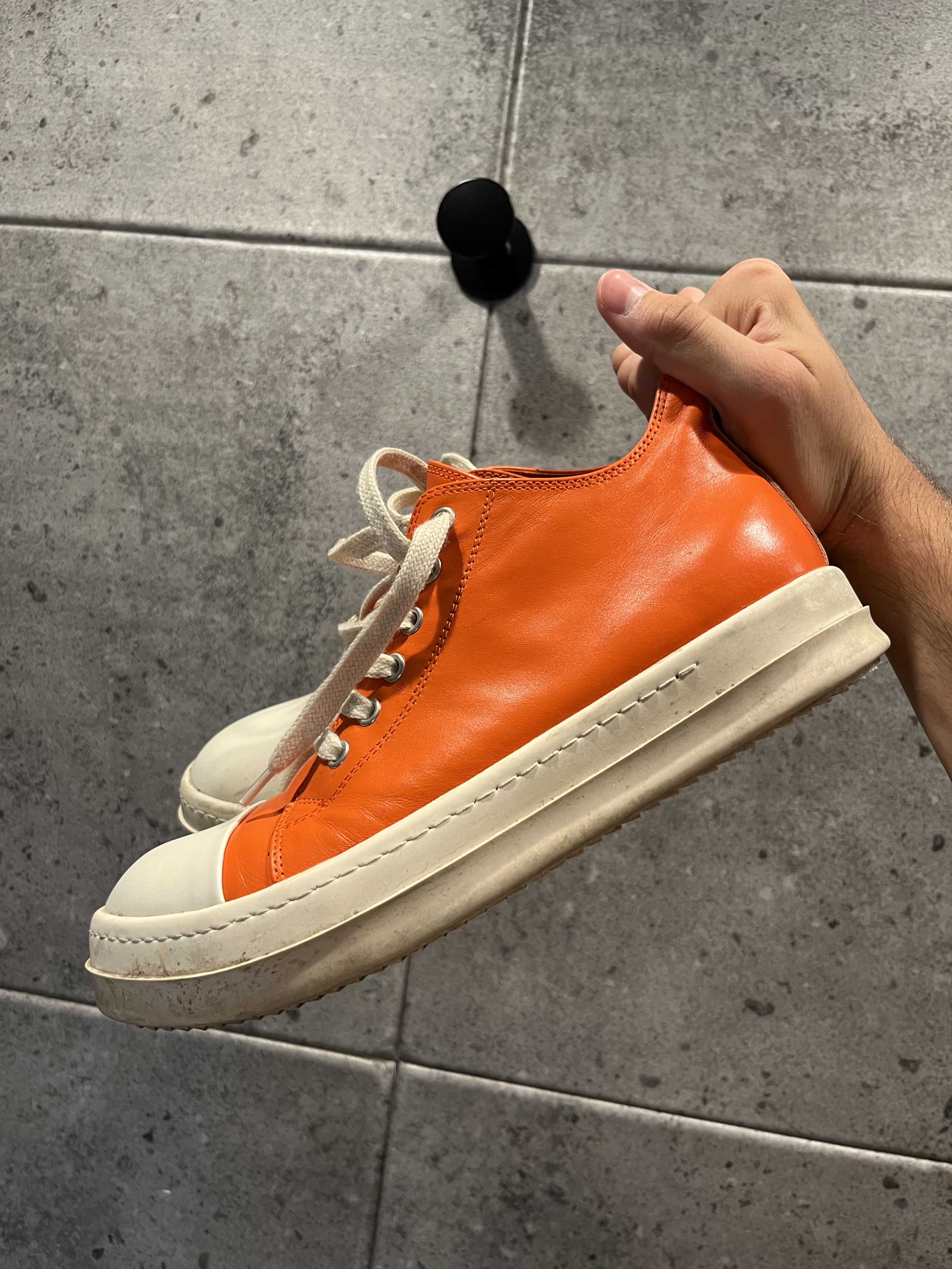 image of Rick Owens Low Top Mainline Ramones Shoes in Orange, Men's (Size 8)