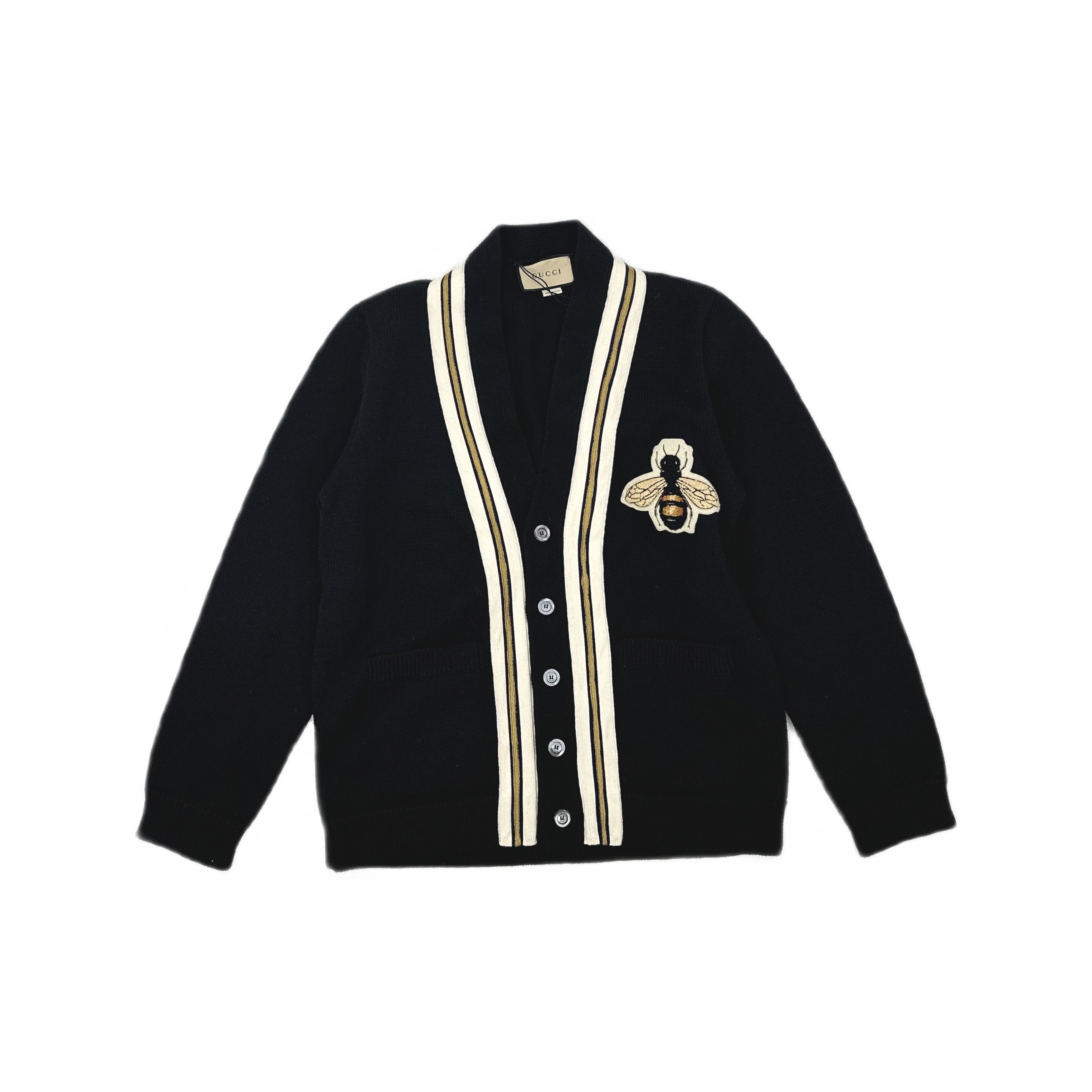 Gucci Gucci Bee Patch Wool Cardigan Size L Size US L / EU 52-54 / 3 - 1 Thumbnail