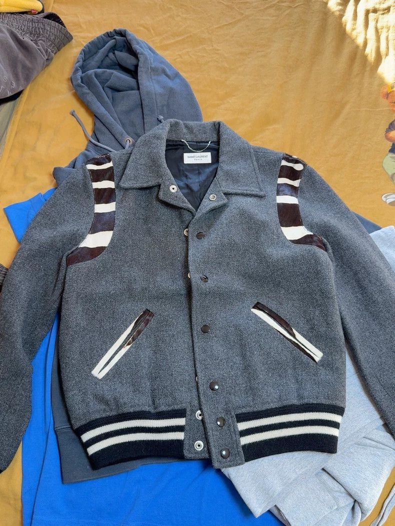 Saint Laurent Paris Saint Laurent Paris Grey zebra striped baseball jacket-2506 Size US S / EU 44-46 / 1 - 1 Thumbnail