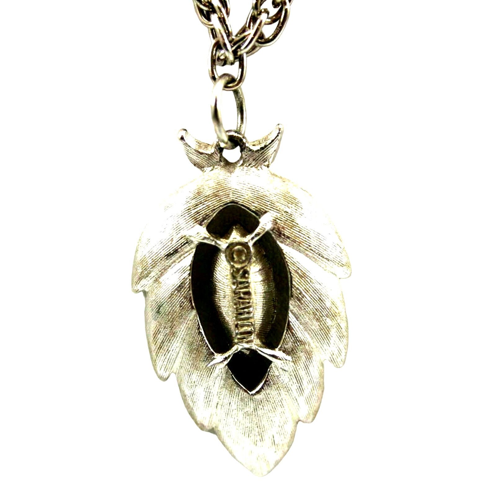 Other Sarah Coventry Silvertone Leaf Pendant Marquis Crystal •24" Size ONE SIZE - 3 Thumbnail