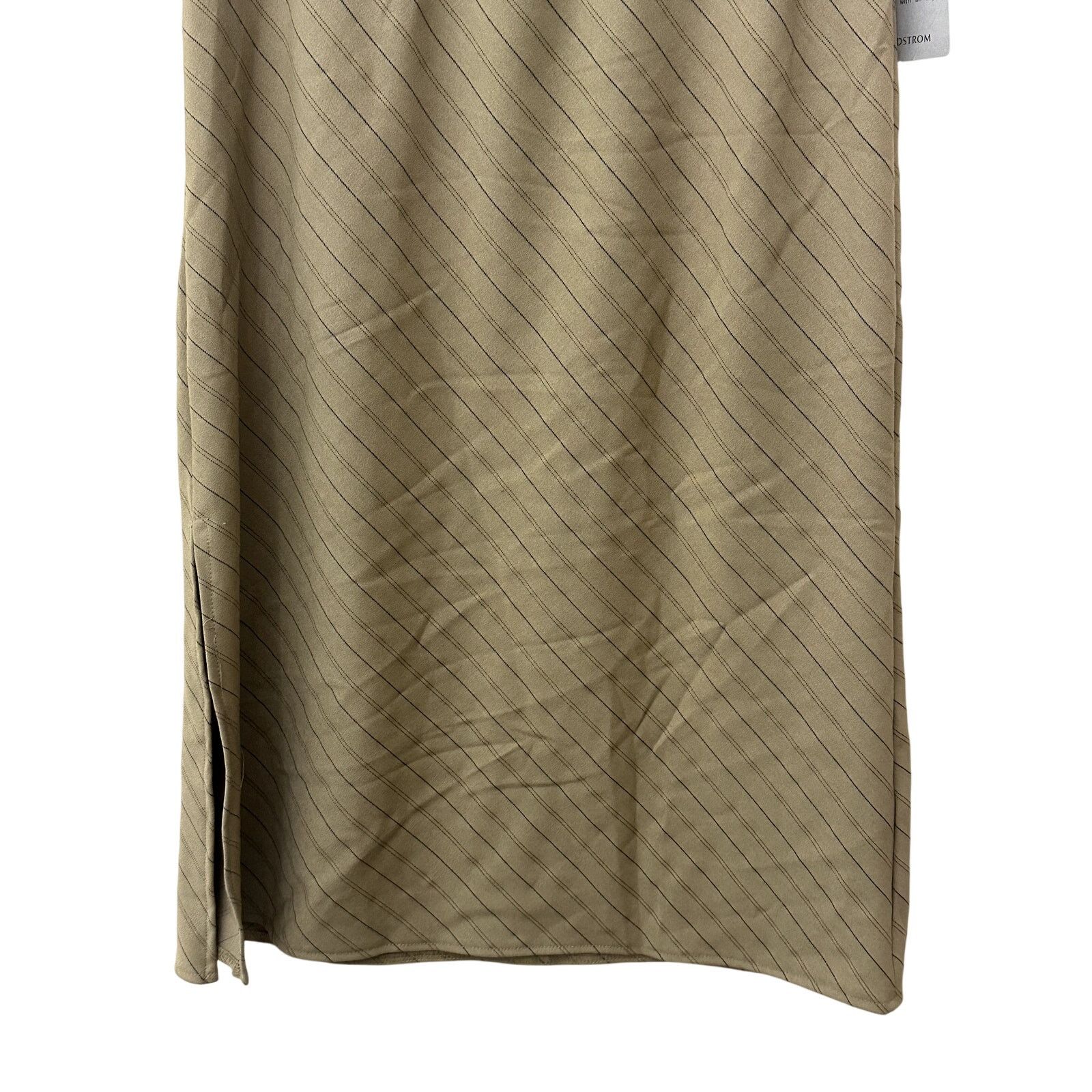 Other Forgotten Grace Skirt Midi Pinstripe Tan Black Womens M NWOT Size 28" / US 6 / IT 42 - 3 Thumbnail