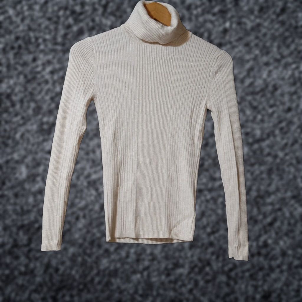 George VINTAGE Nwot! George Ivory Turtleneck Sweater Ribbed Pullover Sweater Women's S #H55-58 Size S / US 4 / IT 40 - 1 Thumbnail