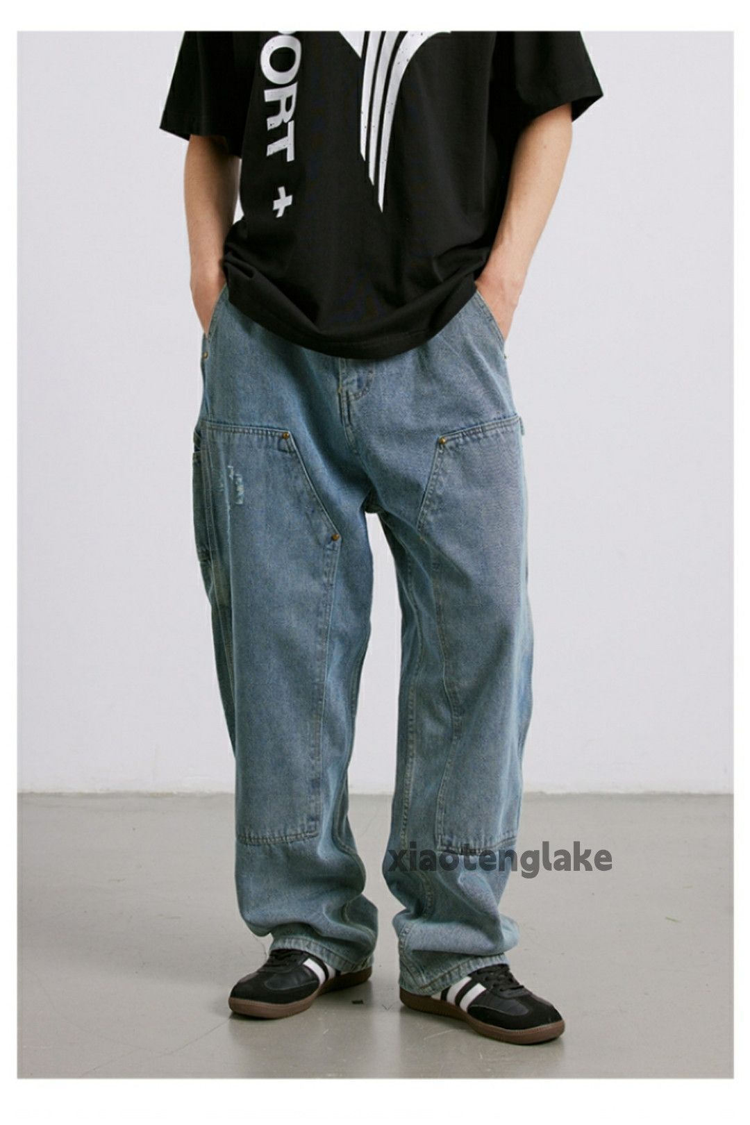 Jean × Vintage washed faded cleanfit skate hiphop loose baggy jeans Size US 32 / EU 48 - 7 Thumbnail