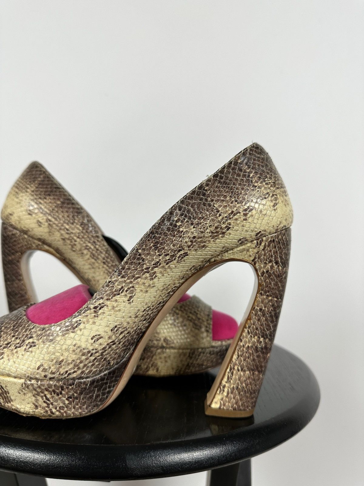 Miu Miu Miu Miu Snake Leather Platform Pumps Heel Size US 7 / IT 37 - 20 Thumbnail