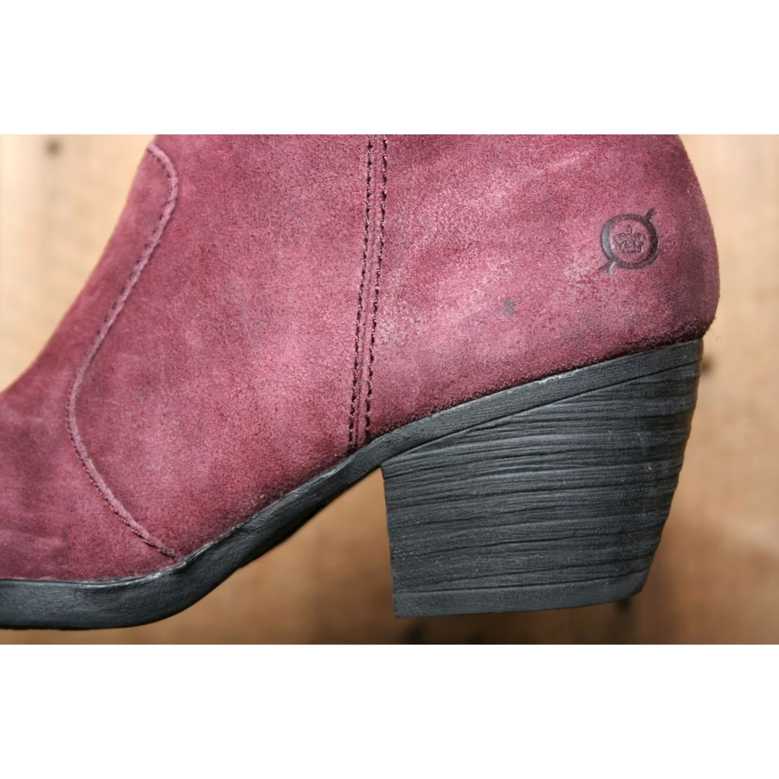 Born BORN Michel Burgundy Burnished Leather Booties 2.25" Heels Sz. 7M Boots Women Size US 7 / IT 37 - 7 Thumbnail