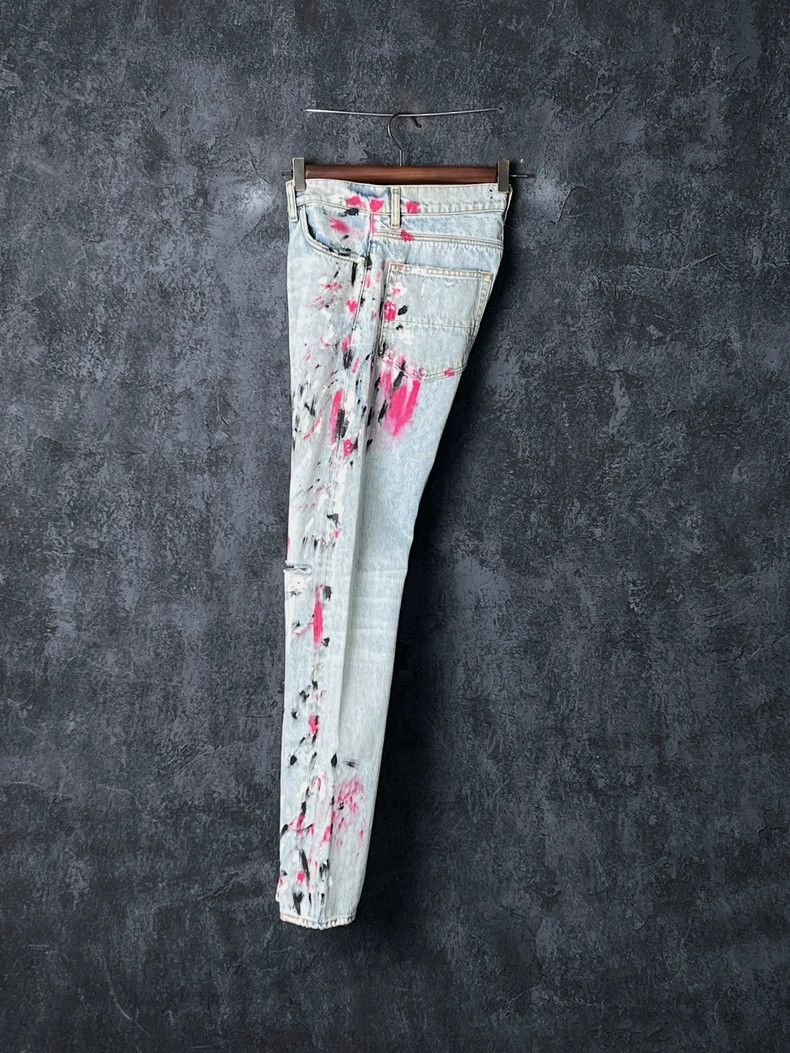 Amiri Amiri Ripped Ink Print Cotton Denim Pants Size US 30 / EU 46 - 3 Thumbnail
