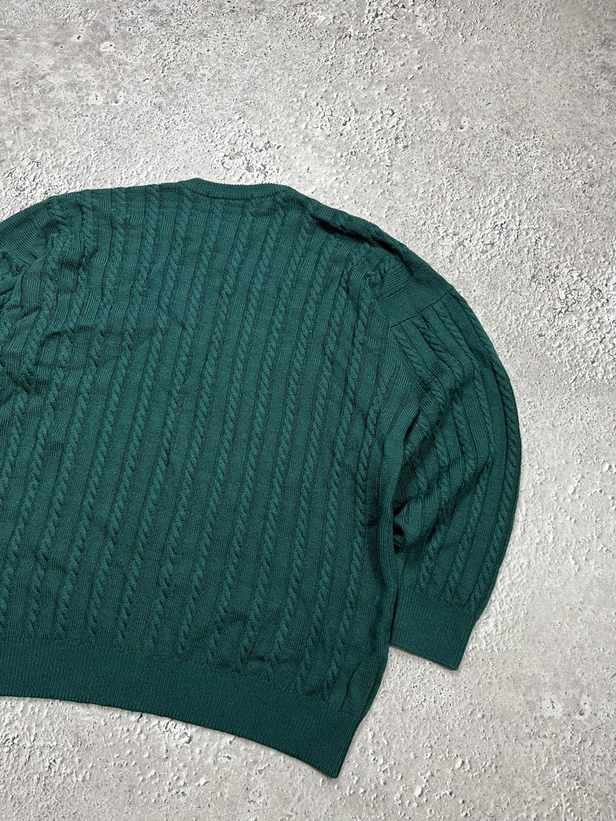 Burberry Burberrys Pure New Wool Cable Knit Sweater Green Size US L / EU 52-54 / 3 - 12 Thumbnail