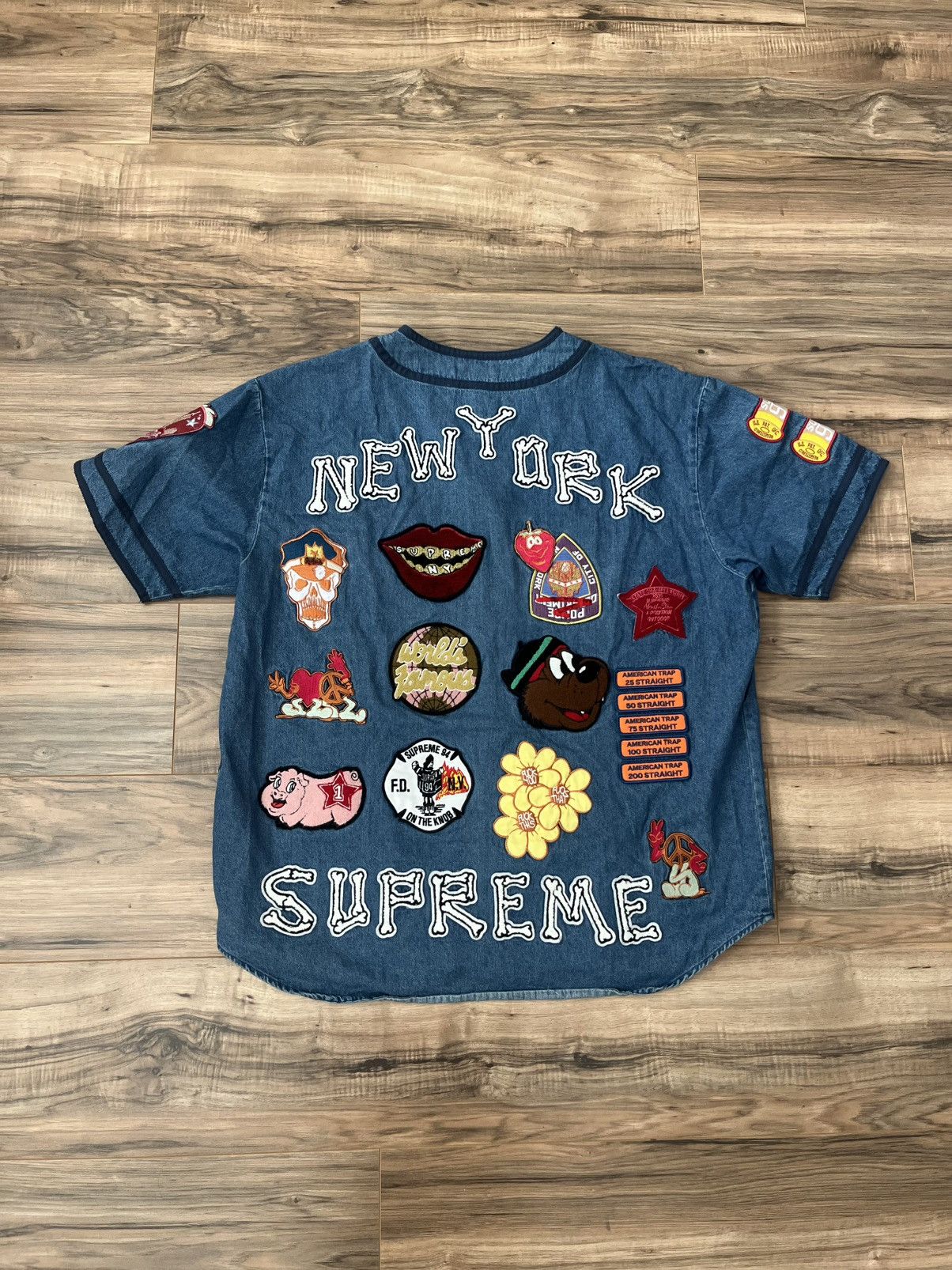 Supreme Supreme Patches Denim Baseball Jersey Size US L / EU 52-54 / 3 - 1 Thumbnail
