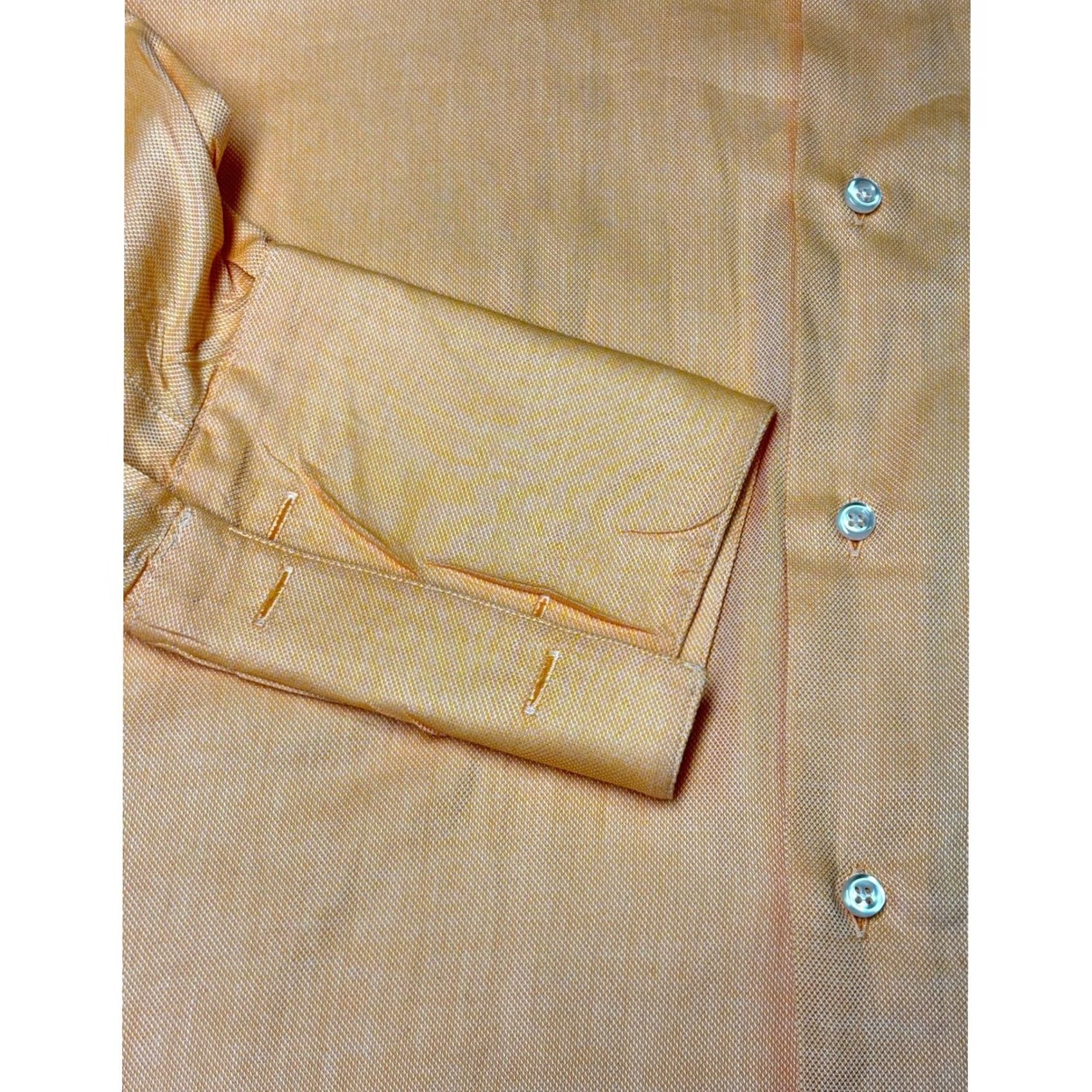 Vintage Brandolini Peach Formal Dress Shirt - XL - French Cuff - Cotton Size 46R - 2 Thumbnail