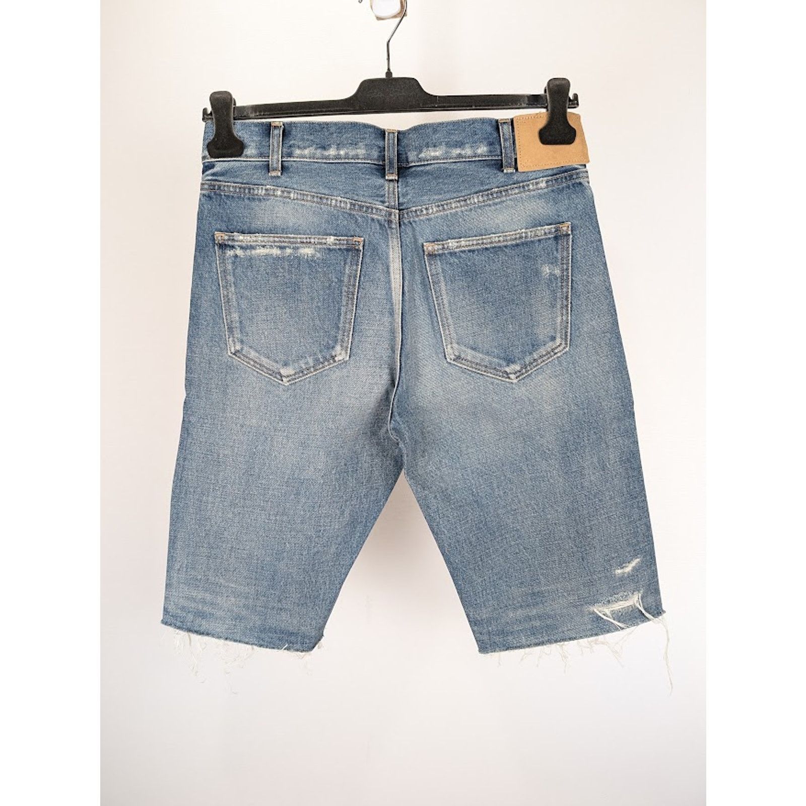 Celine o1rshd1 Denim Short Kurt Destroy in Rigid Indigo Size US 31 - 11 Thumbnail