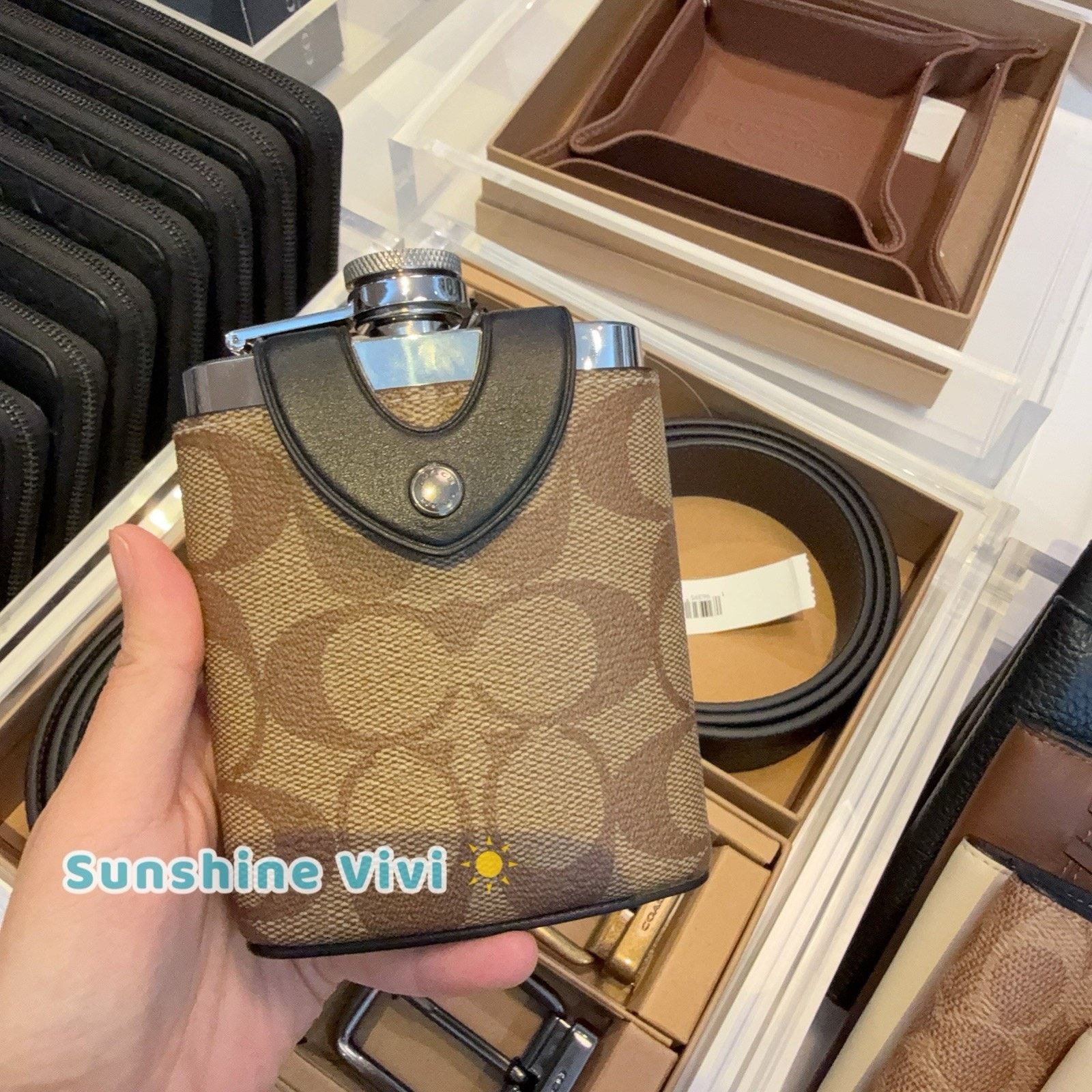 Coach NEW COACH Flask Khaki SIG Coated Metal POCKET CE786 Size ONE SIZE - 1 Thumbnail