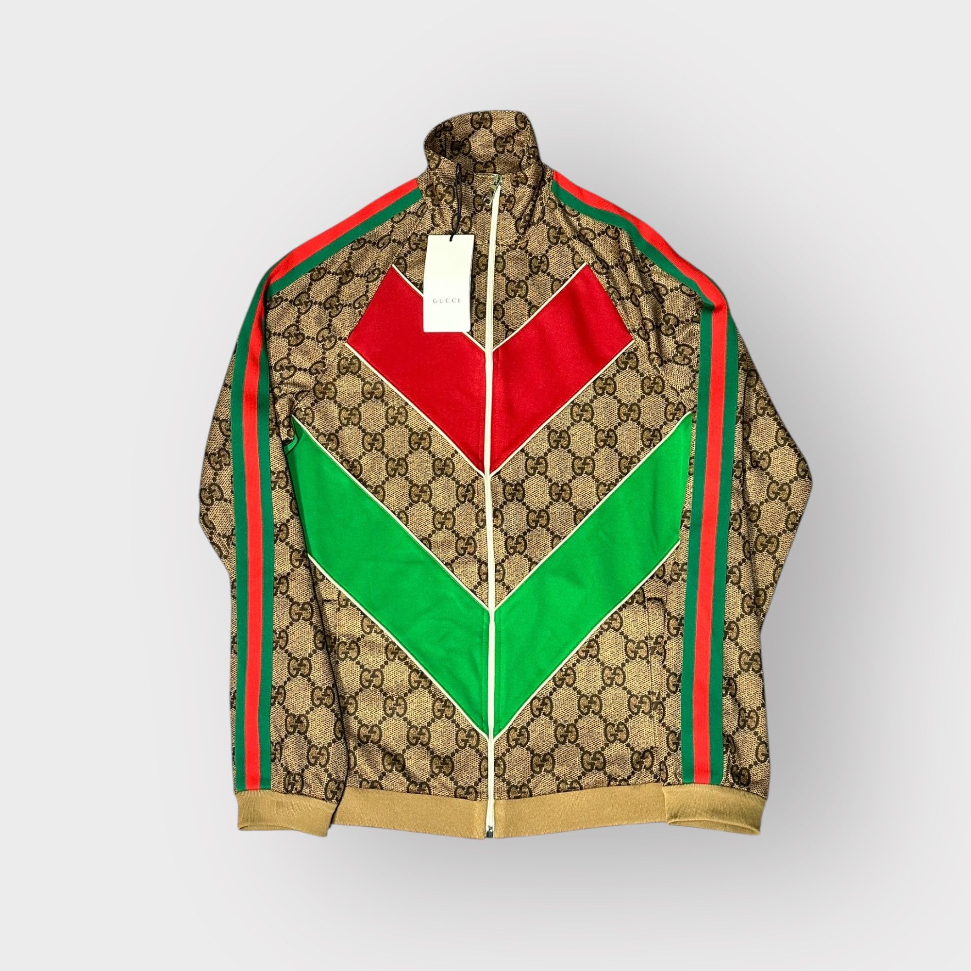 Gucci Tracksuit Jacket Monogram Brown Web Striped
