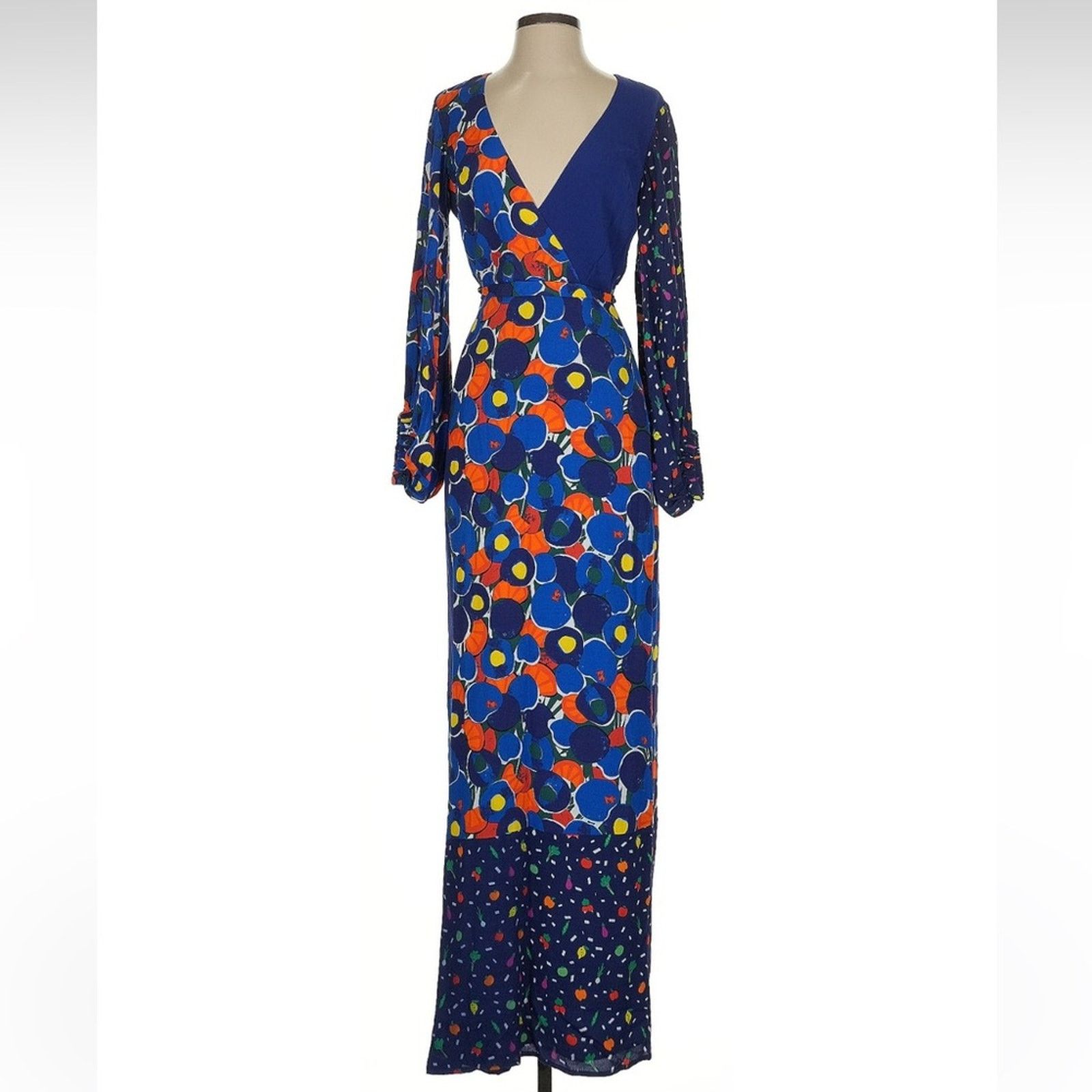 Staud Staud Vague Patchwork Maxi Dress - Size 2 - Blue Size XS / US 0-2 / IT 36-38 - 6 Thumbnail