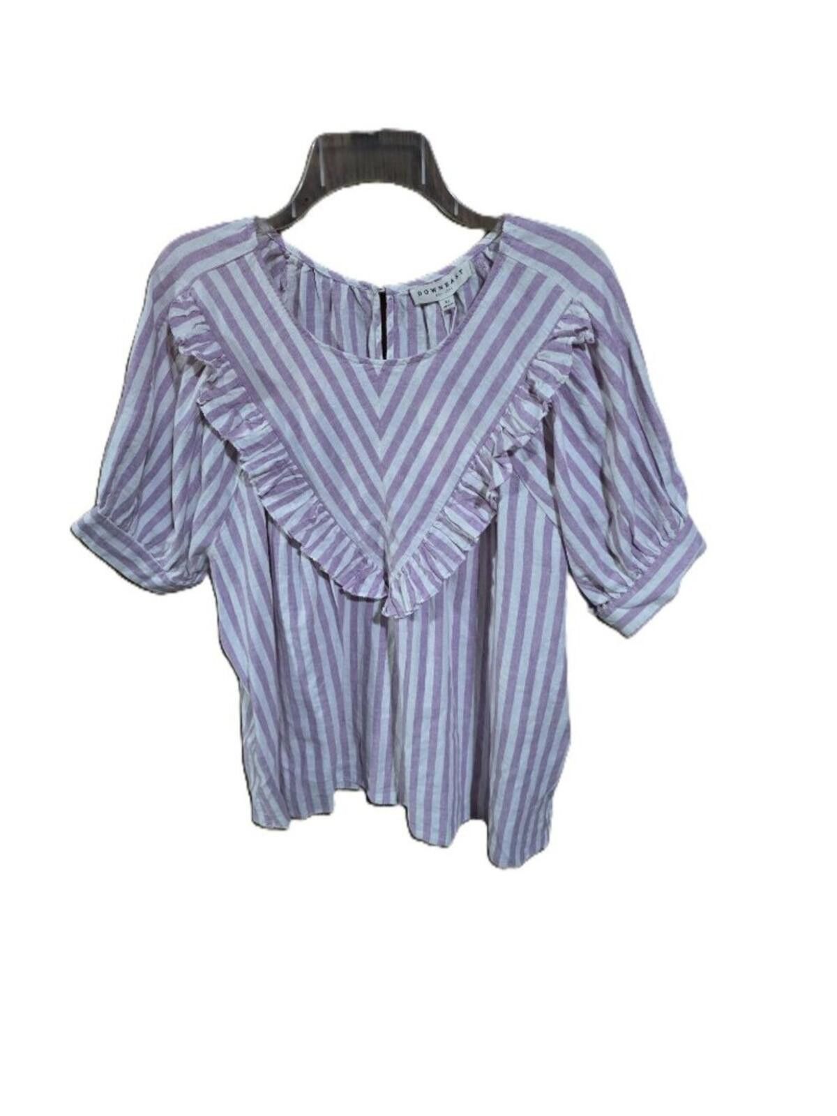 Other DownEast Purple & White Striped Blouse Ruffles Size XL Size XL / US 12-14 / IT 48-50 - 1 Thumbnail