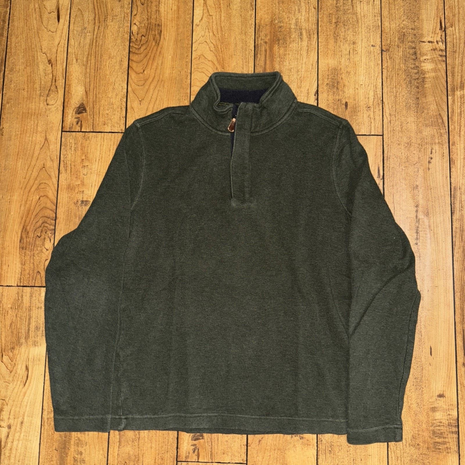 Vintage British Khaki Quarter Zip Shirt Green Medium 20x24 Size US M / EU 48-50 / 2 - 1 Thumbnail