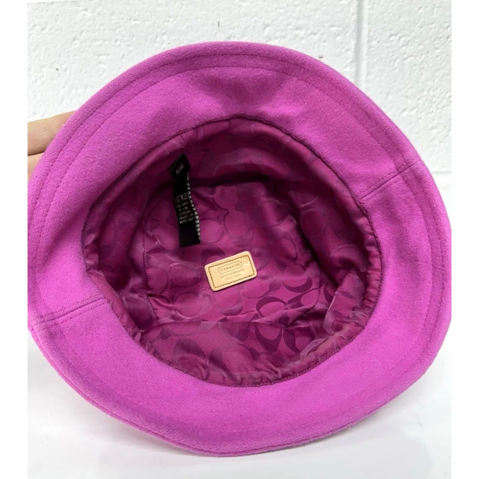 Coach VINTAGE Coach Hat Womens S Pink VTG Y2K Bright Bucket Wool Blend Leather Trim Women Size ONE SIZE - 5 Thumbnail