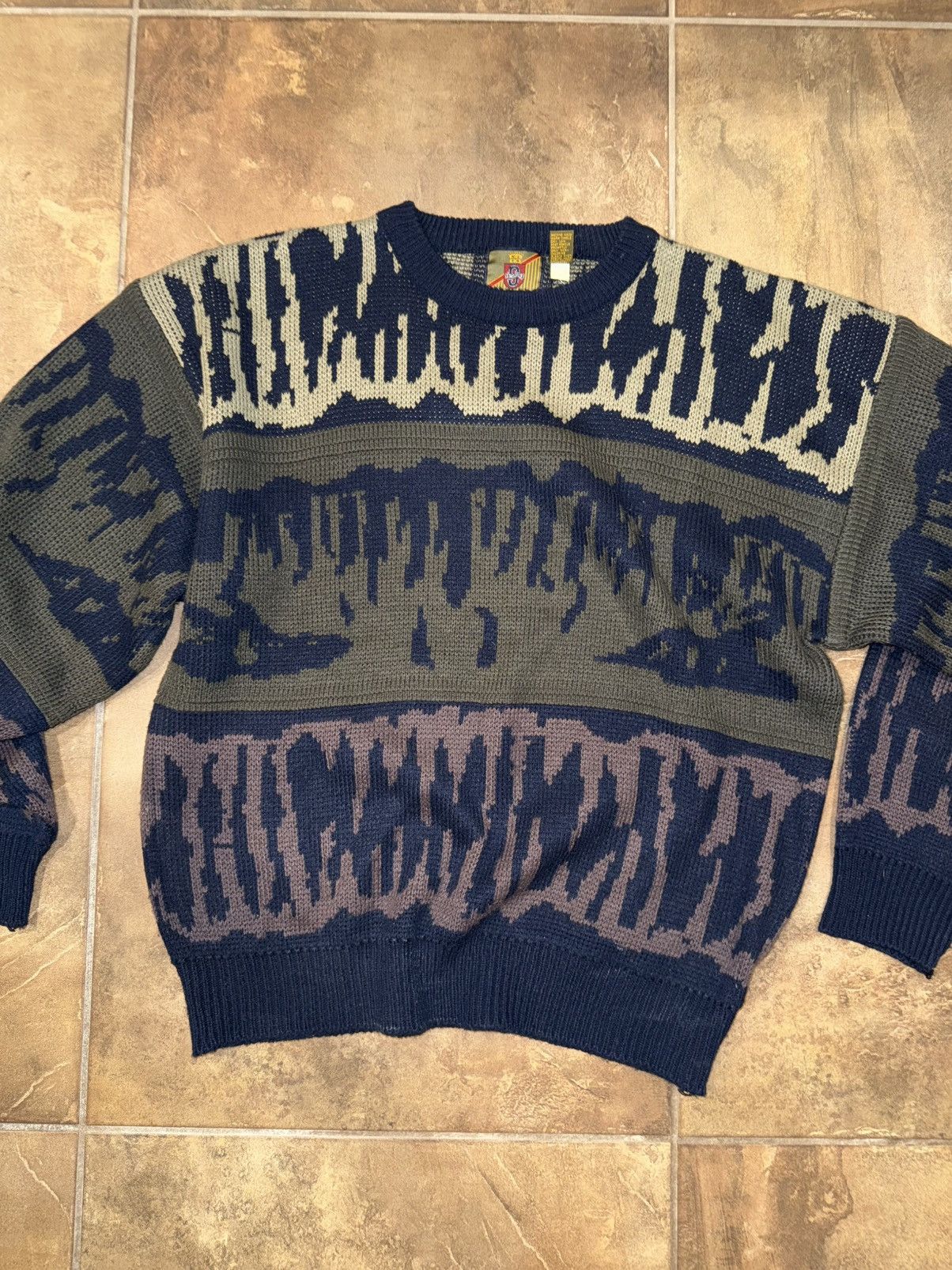 Vintage Retro 90s multi-coloured knitted sweater Size US XL / EU 56 / 4 - 1 Thumbnail