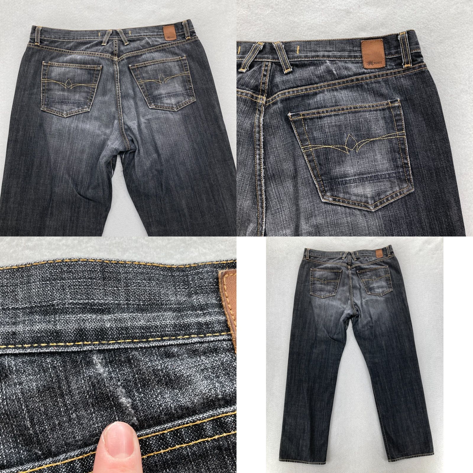 Denime Agave The Fortyniner Jeans Mens 40x33 Straight Fit Loose Comfort Relaxed Denim Black Diablo Negro Size US 40 / EU 56 - 9 Thumbnail