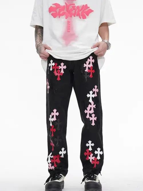 Japanese Brand × Jean High street cross patch embroidered jeans Size US 30 / EU 46 - 1 Thumbnail