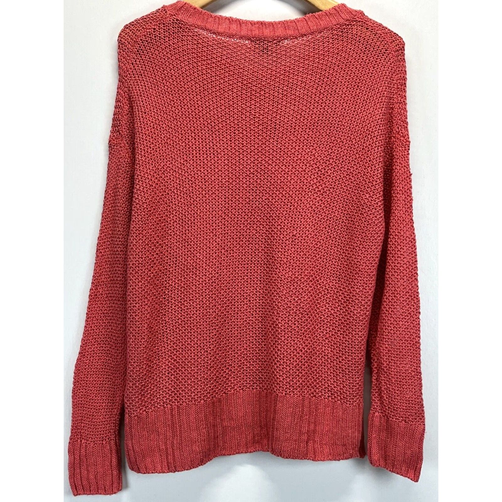 J.Crew J. CREW 100% Linen Sweater Medium Coral Casual Beach Womens Size M / US 6-8 / IT 42-44 - 2 Thumbnail