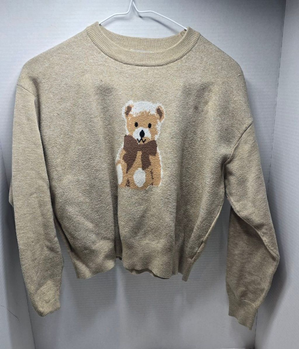 The Unbranded Brand Kids Faded Rose Beige Teddy Bear Crew Neck Sweater S Size S / US 4 / IT 40 - 1 Thumbnail