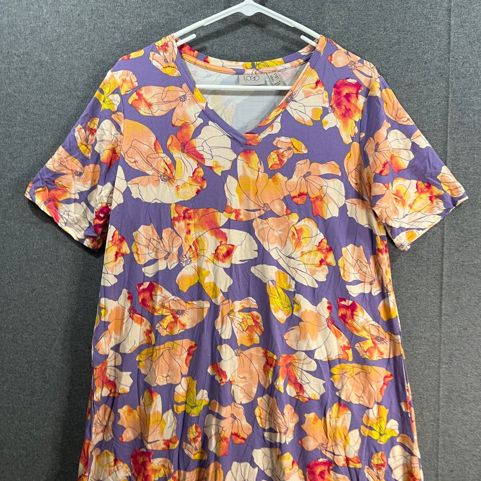 Other LOGO by Lori Goldstein Rayon Elbow Sleeve Dress Lavender Size M / US 6-8 / IT 42-44 - 4 Thumbnail