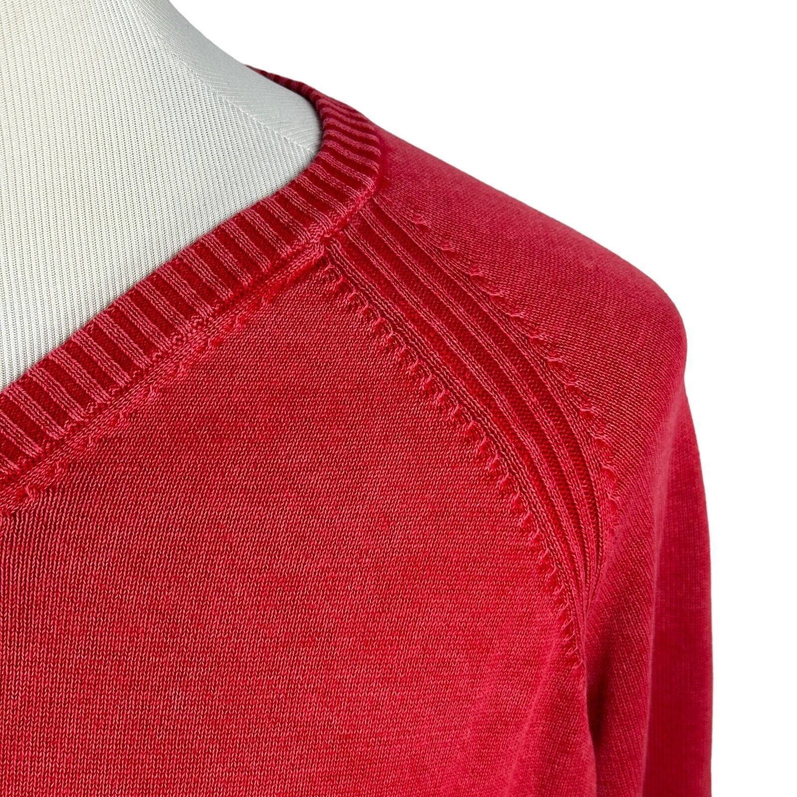 Raffi Raffi Sweater 2XL XXL 56 Red Knitted Cotton Raglan V-Neck Size US XXL / EU 58 / 5 - 4 Thumbnail