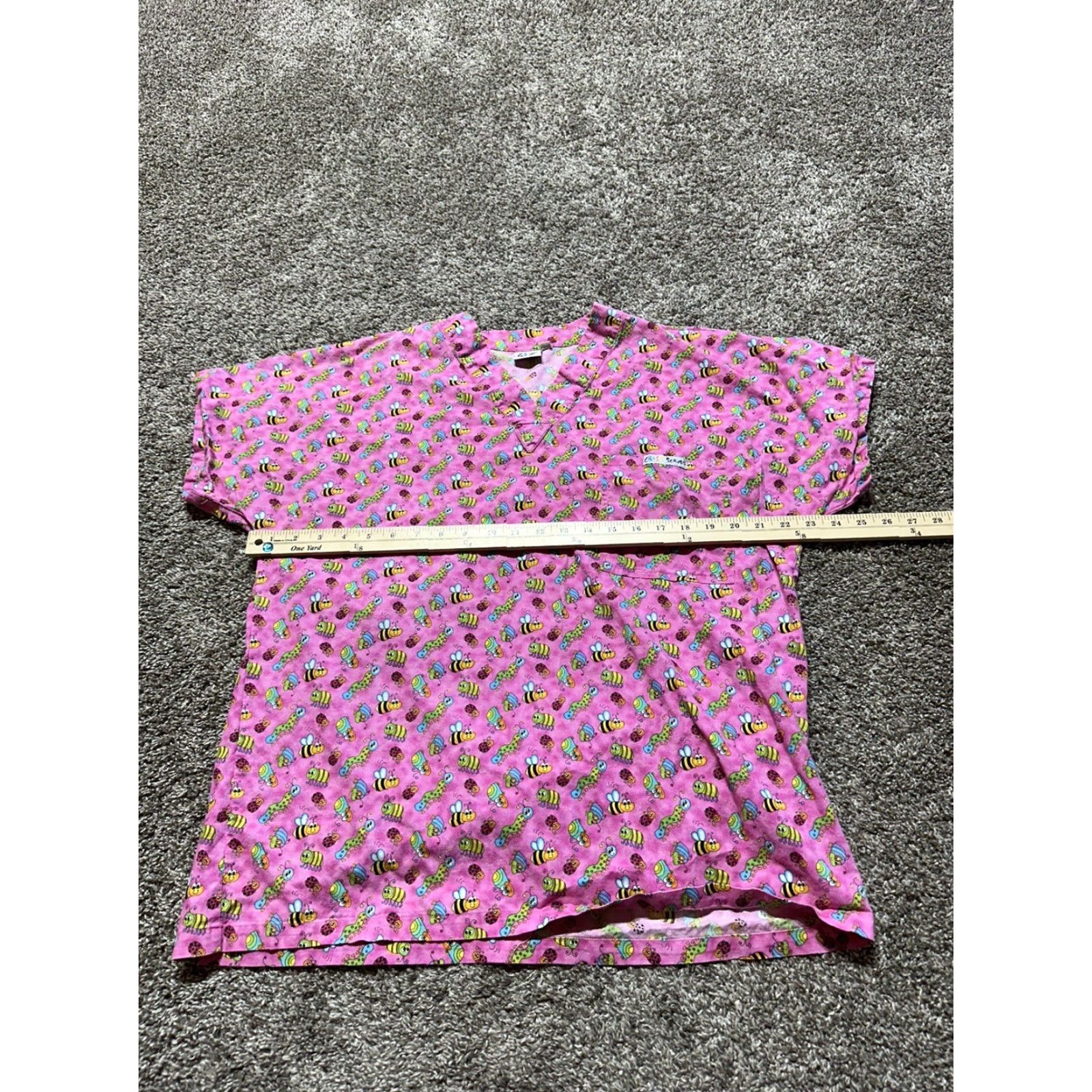 Pinko VINTAGE Scrub Top Women’s Size Oversized Small Pink Bugs Bees Ladybug Cotton Short Sleev Size S / US 4 / IT 40 - 5 Thumbnail