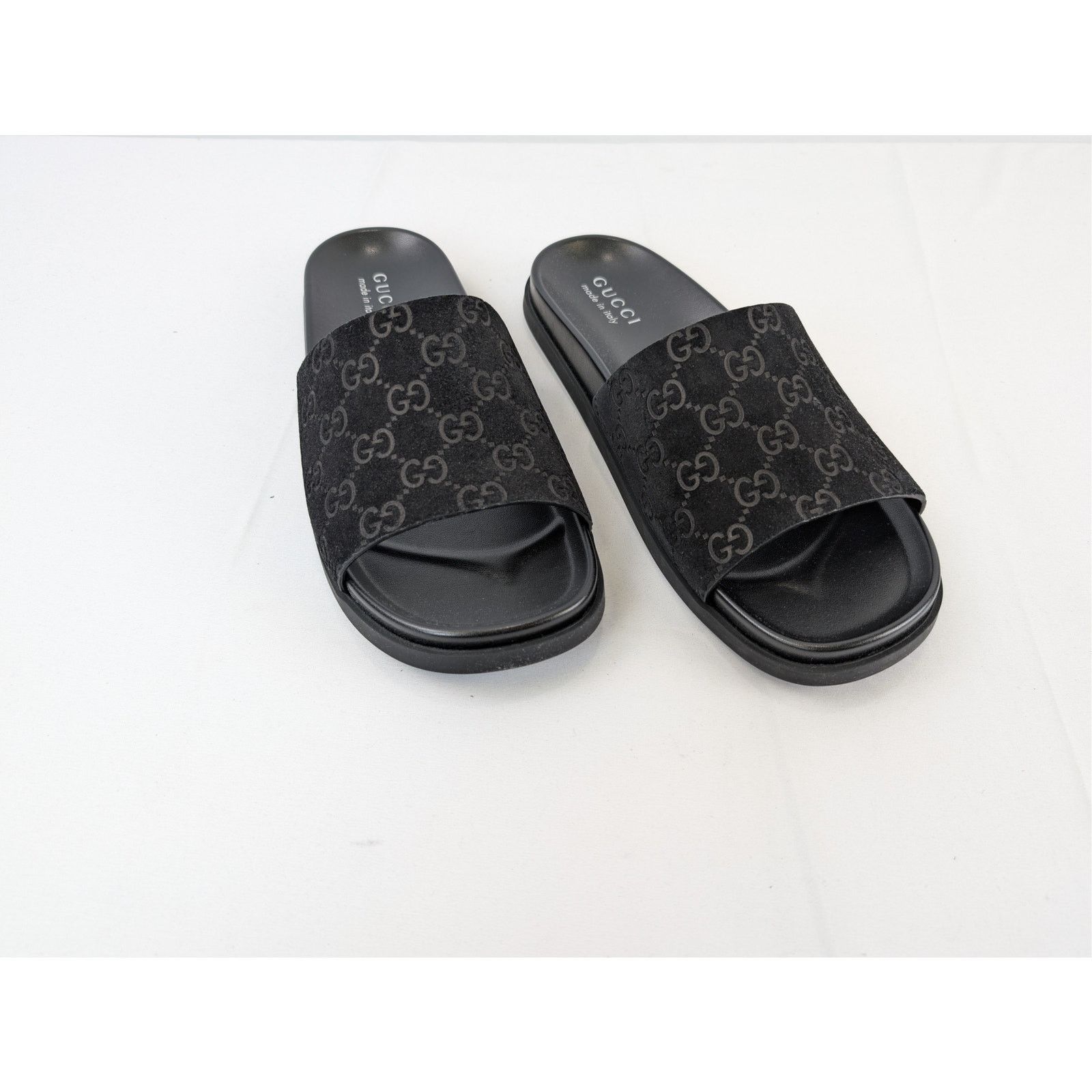Gucci o1rshd1 Luxury Suede GG logo Slipper Slide Slider in Black Size US 7.5 / EU 40-41 - 6 Thumbnail