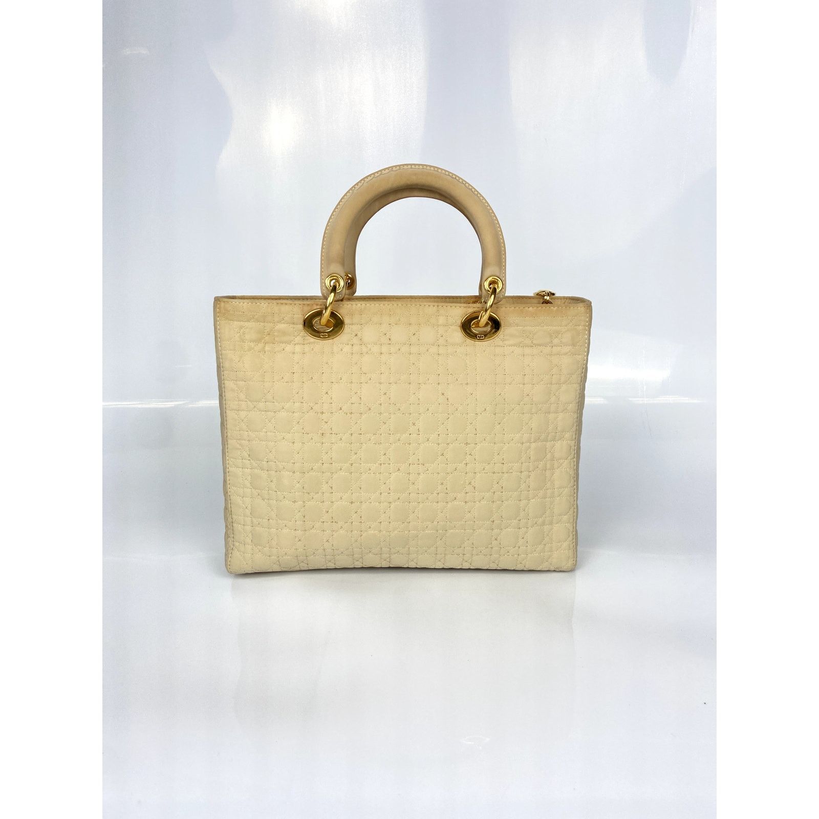 Dior Dior Beige Microfiber Lady Dior GD Handbag Size ONE SIZE - 4 Thumbnail