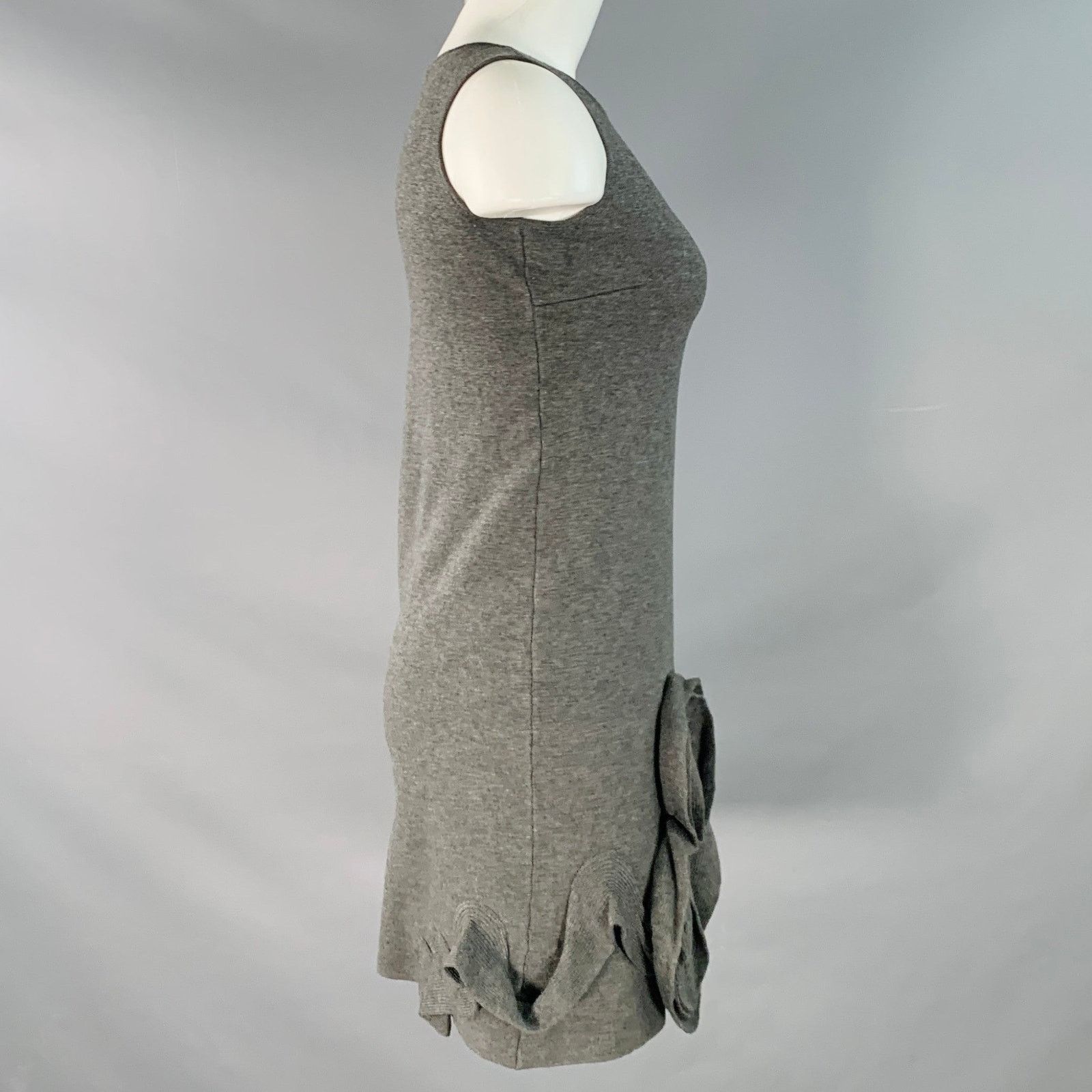 RED Valentino S Grey Wool Blend Sleeveless Rosette Appliques Dress Size S / US 4 / IT 40 - 3 Thumbnail