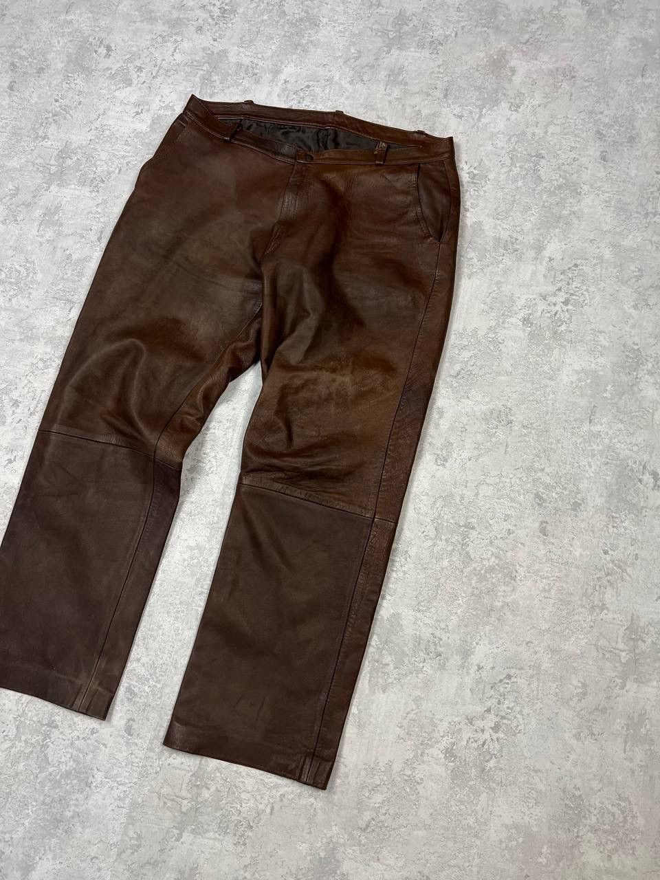 Genuine Leather Vintage Brown Leather Pants Y2K Size US 36 / EU 52 - 3 Thumbnail
