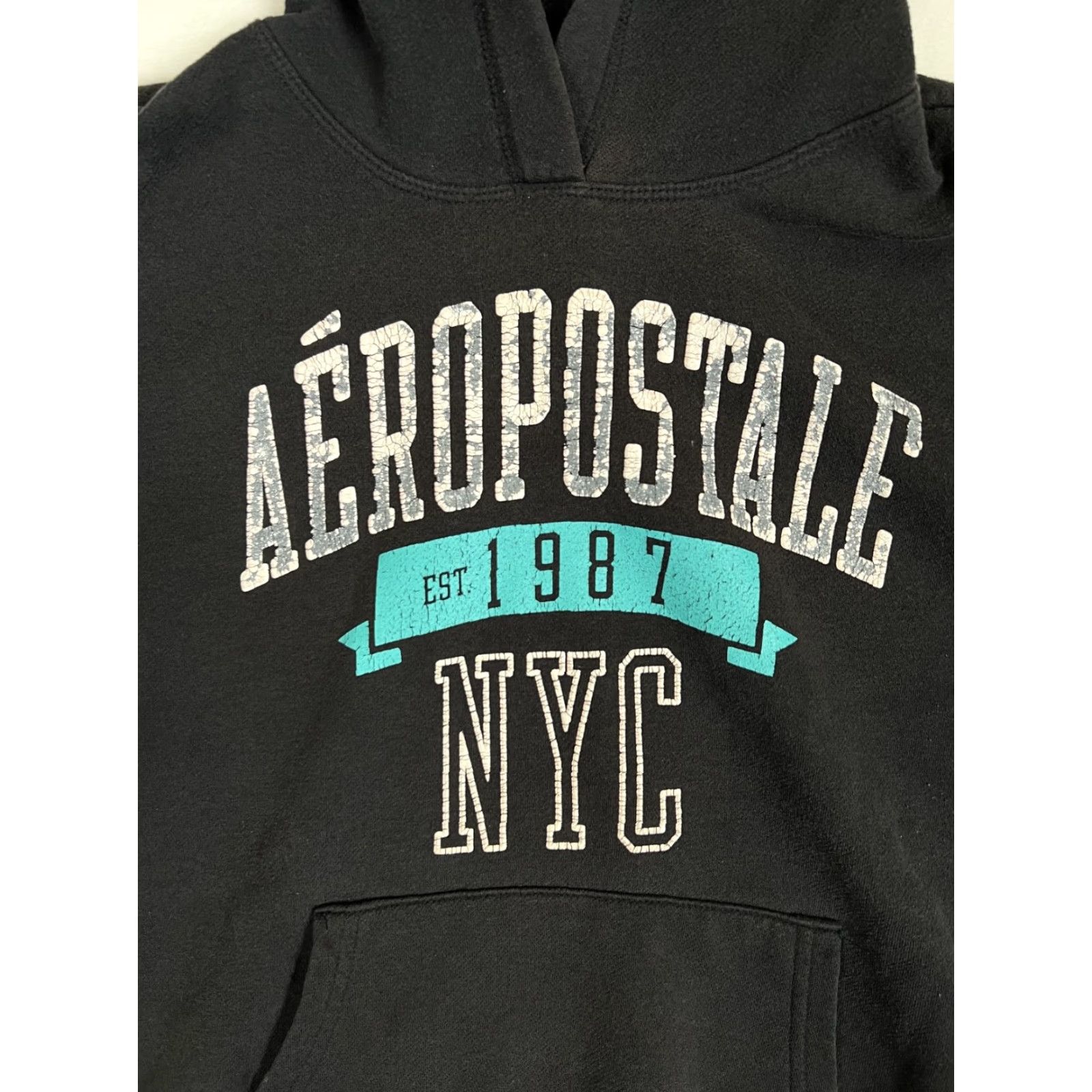 Vintage VINTAGE Aeropostale Womens Hoodie Sweatshirt Size L Black Faded 87 Logo Pullover Hooded Sweatshirt Womens Size L / US 10 / IT 46 - 2 Thumbnail