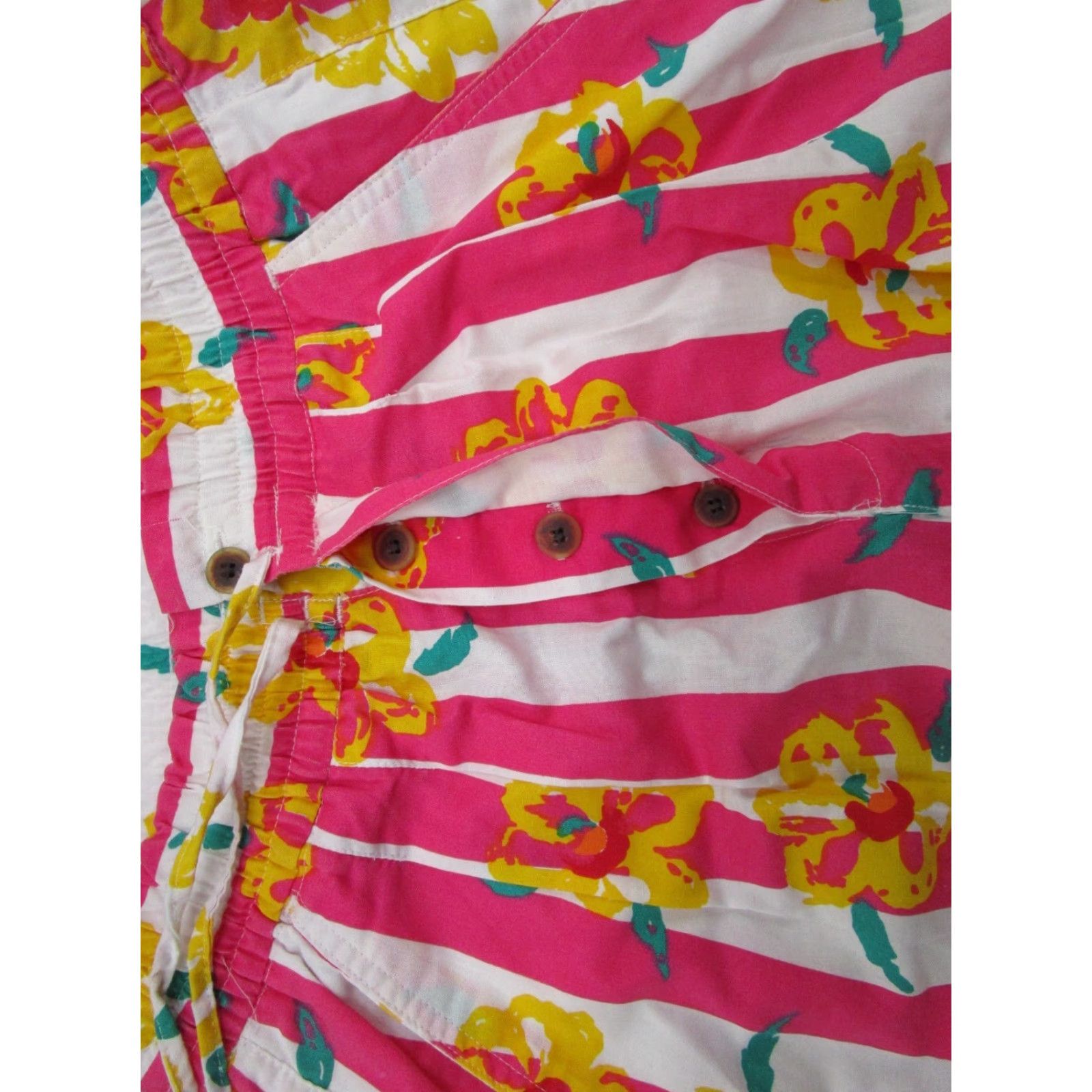 Etro VINTAGE Simply Basic 90s Floral Shorts Women's L Pink Elastic Waist Striped Lightweight Summer (Adult) Womens Size 36" / US 14 / IT 50 - 4 Thumbnail