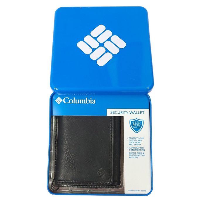 Columbia Columbia Tri Fold Leather RFID Shield Security Wallet Black ...