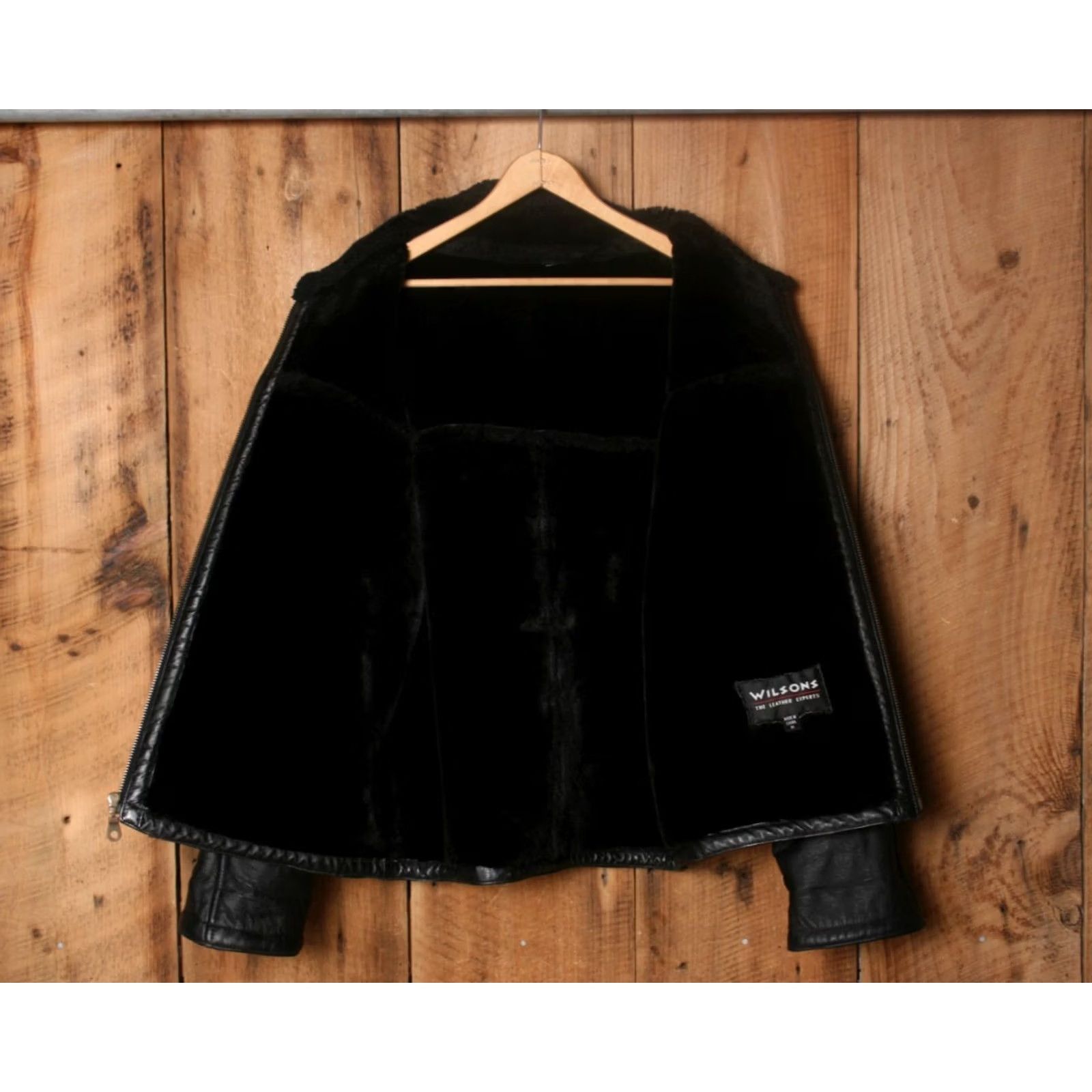 Vintage VINTAGE Wilsons Leather Bomber Jacket Shirt Men M Black Faux Fur Lining 90s Shine Size US M / EU 48-50 / 2 - 7 Thumbnail