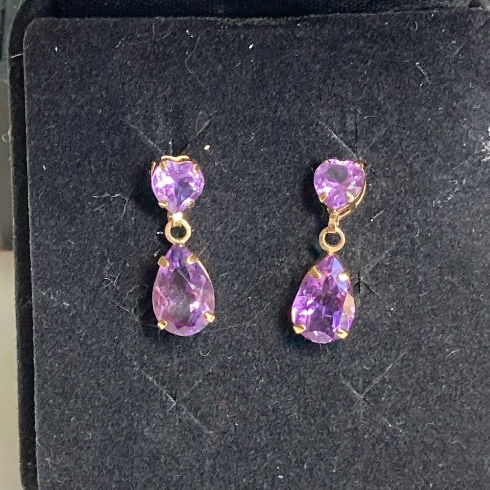 Amethyst and Gold Dangle Earrings